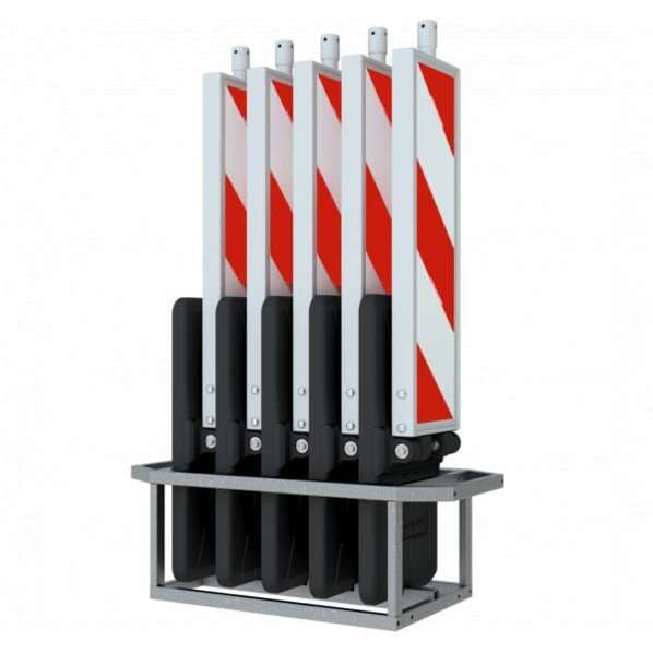SET mit 5 Klappbaken inklusive Lager- & Transportpalette schraffiert - mit rot/weißer Bakenfolie