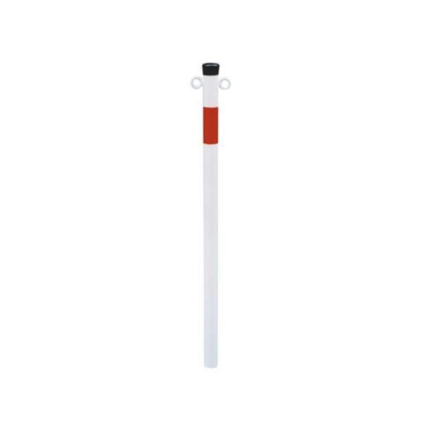 Absperrpfosten Stahlrohr Ø 42 mm rot / weiß beschichtet - mit 2 Öse - zum Einbetonieren 