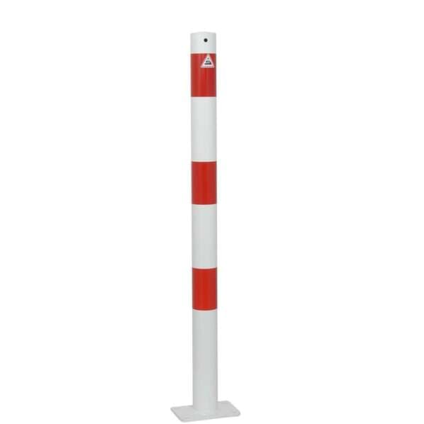 Absperrpfosten Stahlrohr Ø 60 mm rot / weiß beschichtet - ohne Öse - für Dübelbefestigung