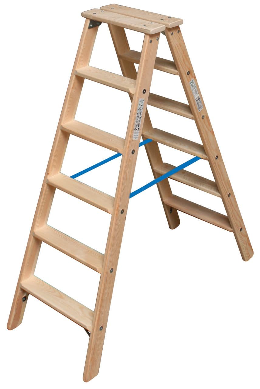 Leitern STABILO Holz Stufen-Doppelleiter 2x6