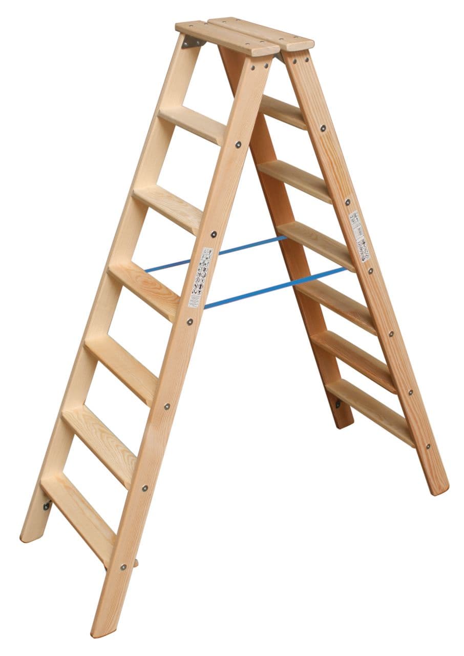Leitern STABILO Holz Stufen-Doppelleiter 2x7