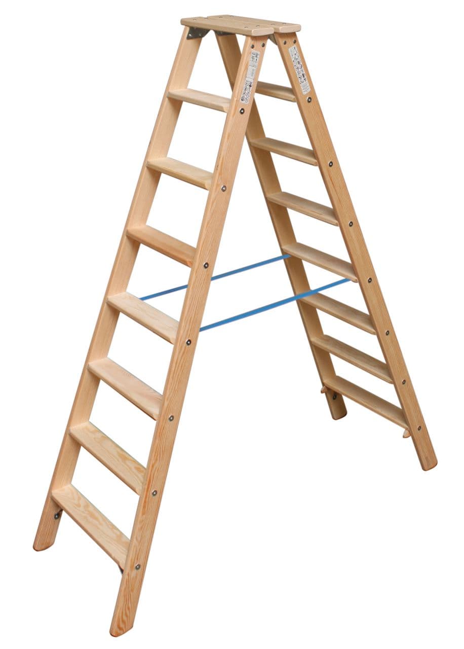 Leitern STABILO Holz Stufen-Doppelleiter 2x8