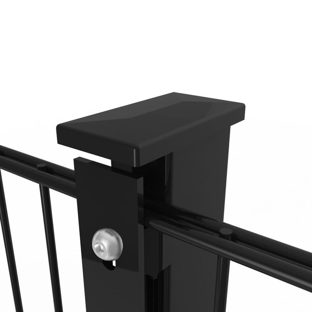 Doppelstabmattenzäune Zaun-Set 1230mm mit Pfosten & Zubehör RAL 9005 Schwarz