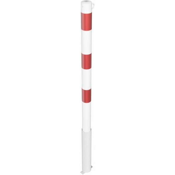 Absperrpfosten Stahlrohr Ø 60 mm  rot / weiß beschichtet - mit 1 Öse - herausnehmbar ohne Verschluss