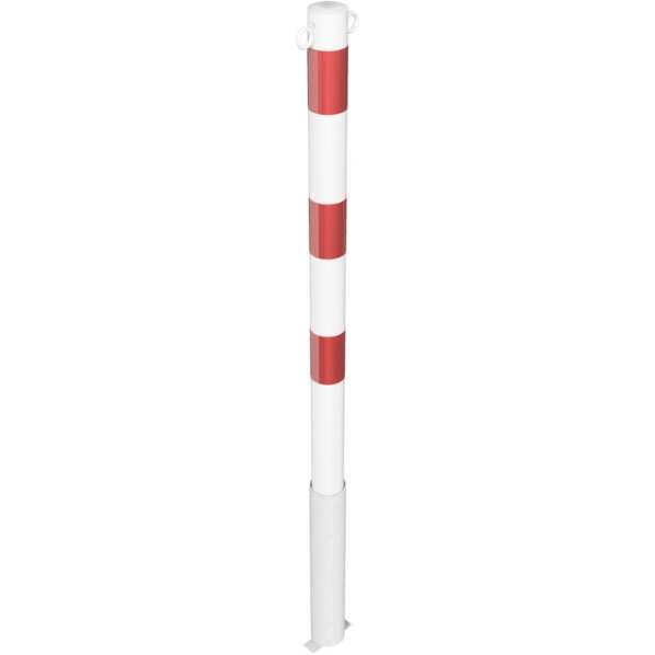 Absperrpfosten Stahlrohr Ø 60 mm  rot / weiß beschichtet - mit 2 Ösen - herausnehmbar ohne Verschluss