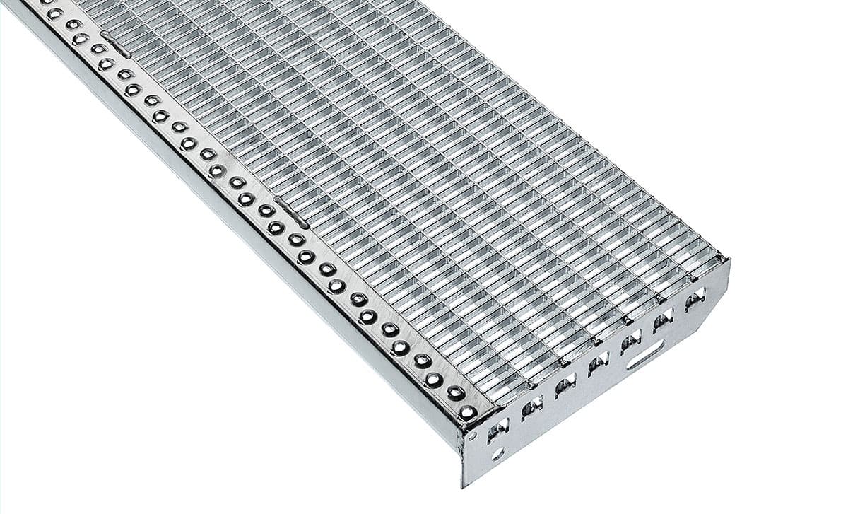 Pressrost-Stufen, Stahl S235JR, Maschenweite 30 x 10, verzinkt  PR 40 x 3 / 33 x 11 (TS) 1200mm x (QS) 305mm