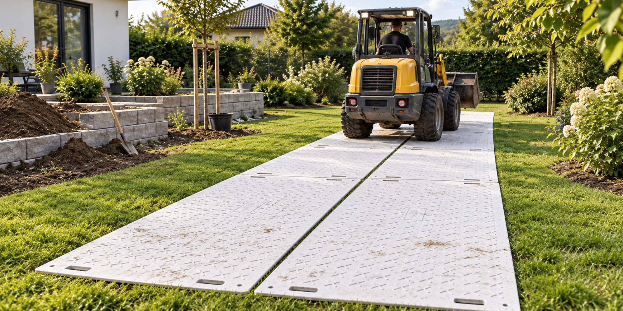 LuxTek Fahrplatte: Weiße Fahrplatten für Rasenflächen
