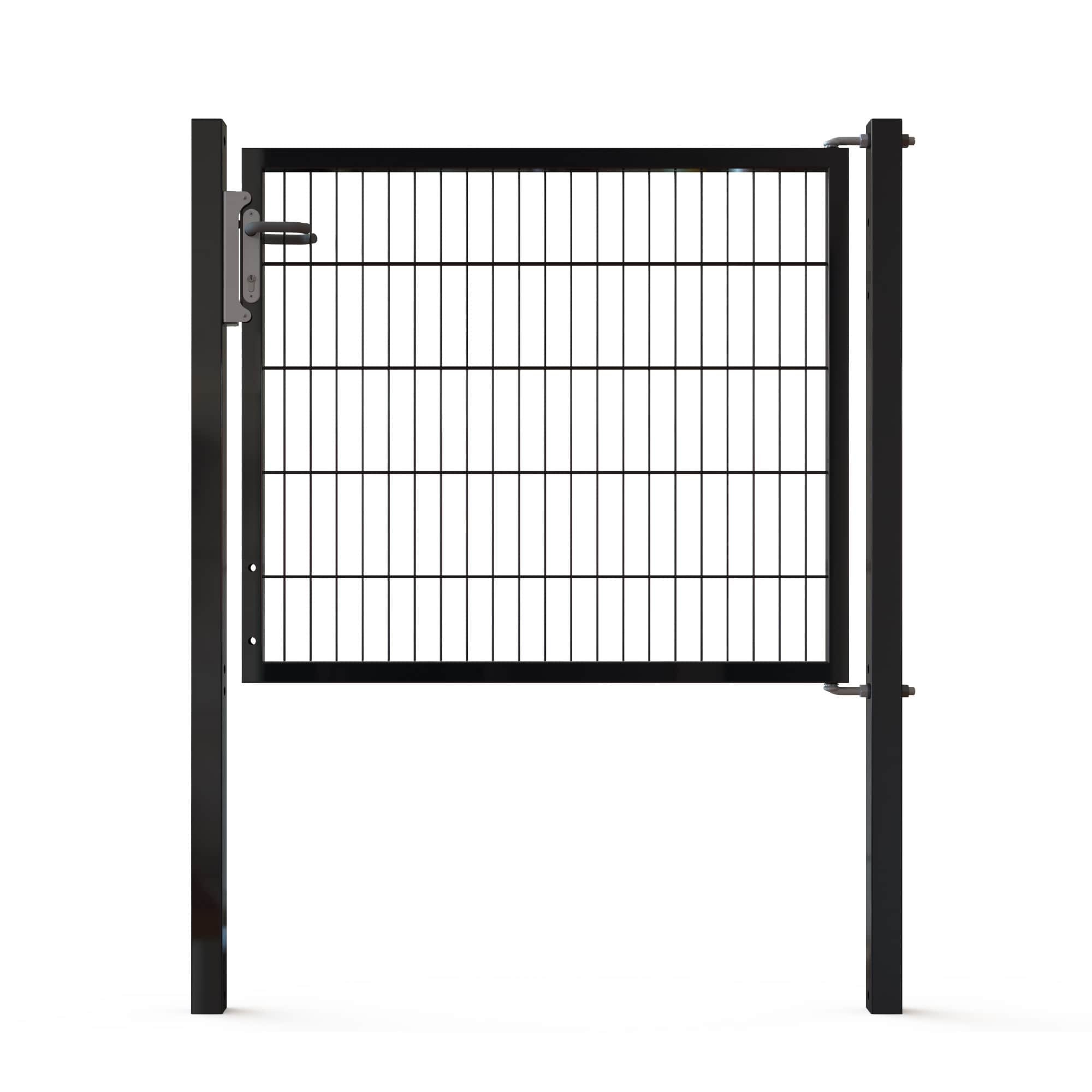 1 - Doppelstabmattenzäune Tore Universal Einzeltor 1200x1000mm Schwarz RAL 9005