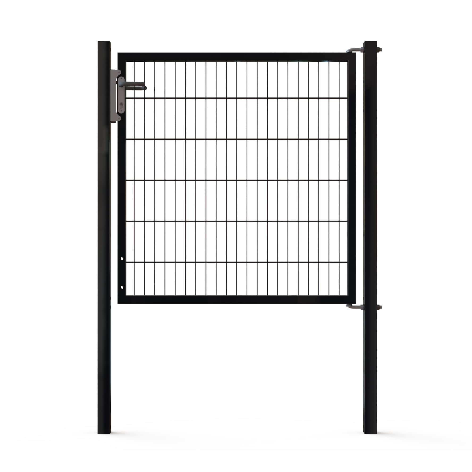 1 - Doppelstabmattenzäune Tore Universal Einzeltor 1200x1200mm Schwarz RAL 9005