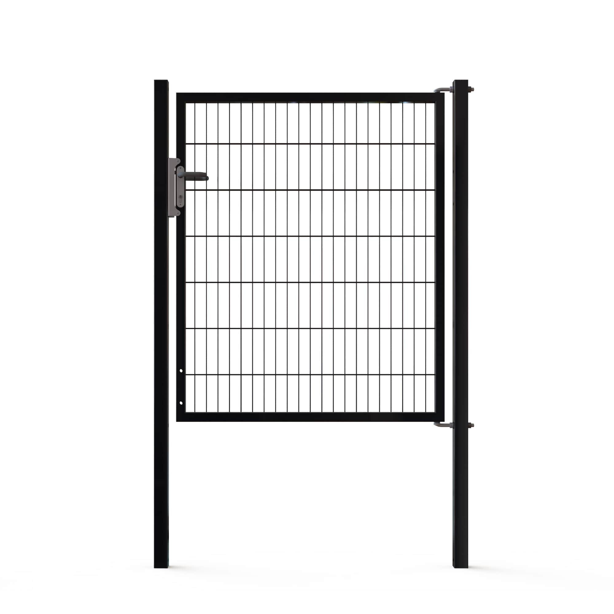 1 - Doppelstabmattenzäune Tore Universal Einzeltor 1200x1400mm Schwarz RAL 9005