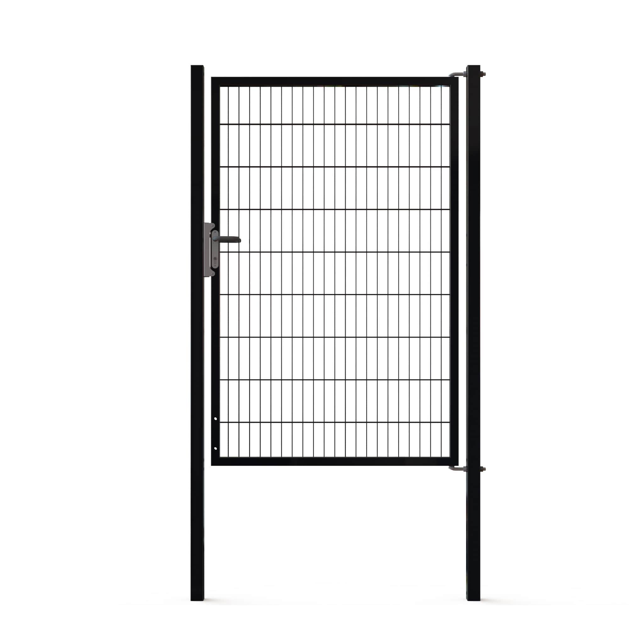 Doppelstabmattenzäune Tore Universal Einzeltor 1200x1800mm Schwarz RAL 9005