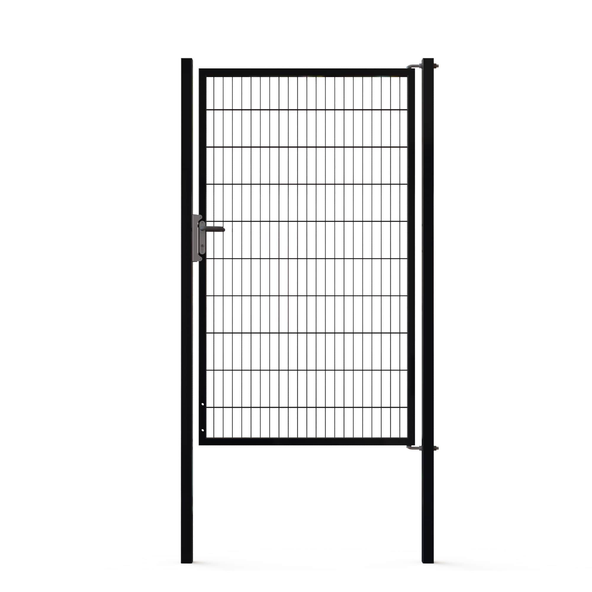 1 - Doppelstabmattenzäune Tore Universal Einzeltor 1200x2000mm Schwarz RAL 9005