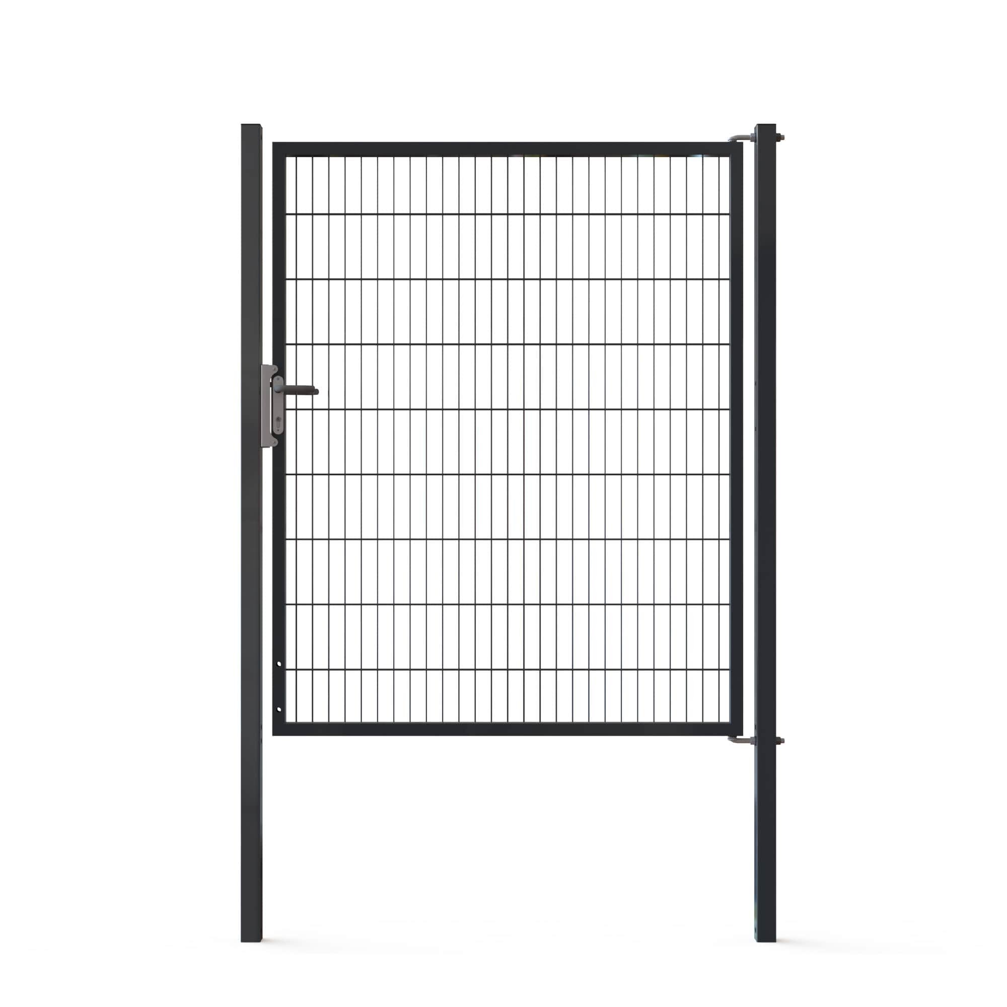 1 - Doppelstabmattenzäune Tore Universal Einzeltor 1500x1800mm Schwarz RAL 9005