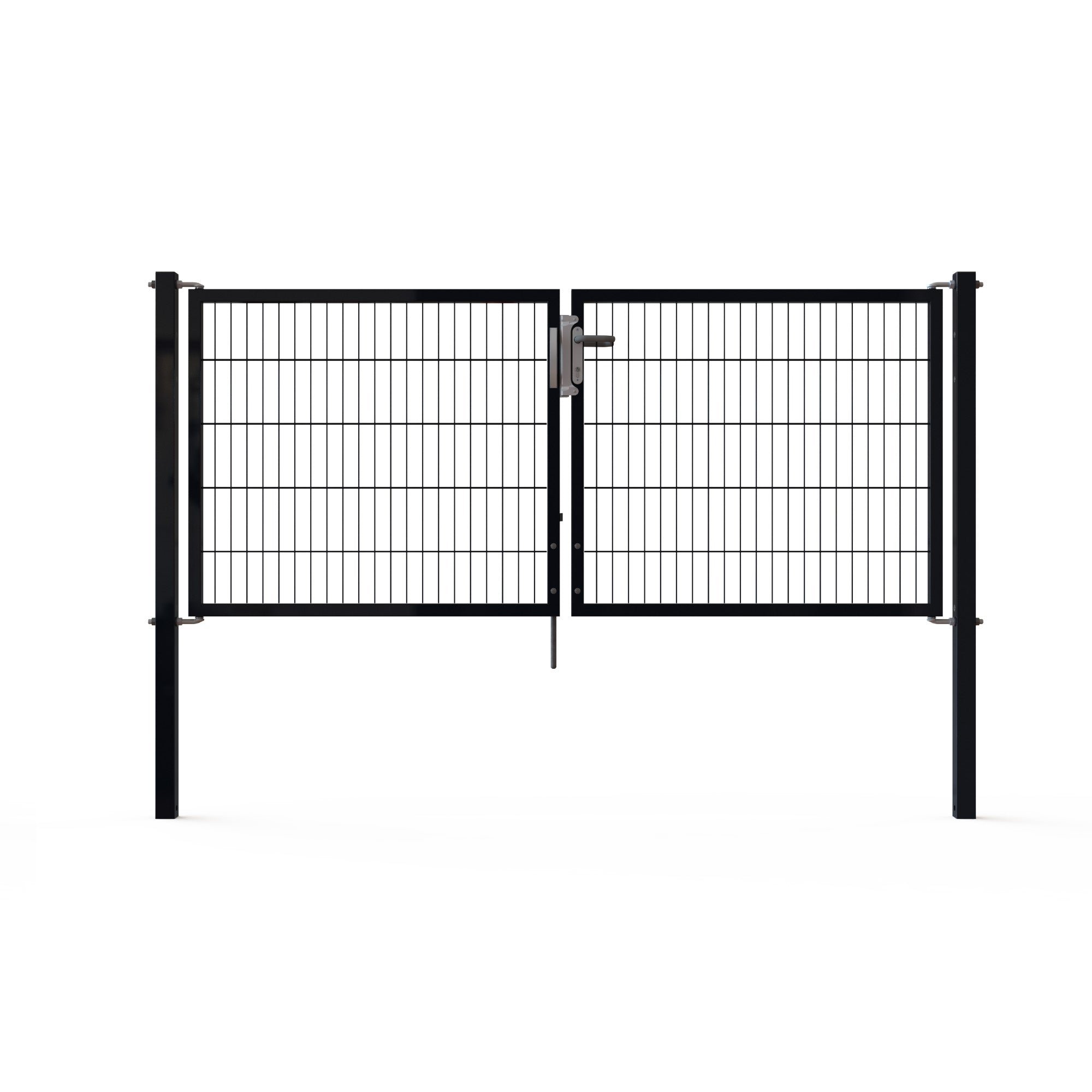 1 - Doppelstabmattenzäune Tore Universal Doppelflügeltor 2400x2000mm Schwarz RAL 9005