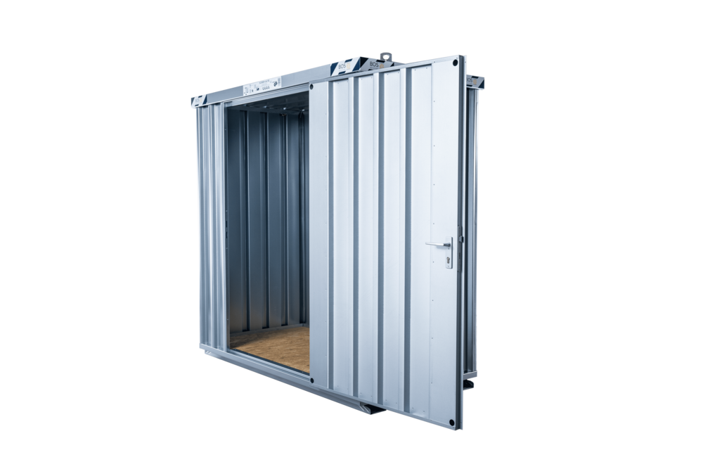 1 - Schnellbaucontainer SchnellbauContainer 1x2m, 1-flügelige Tür(1150x1890mm) auf der 2m Seite 
