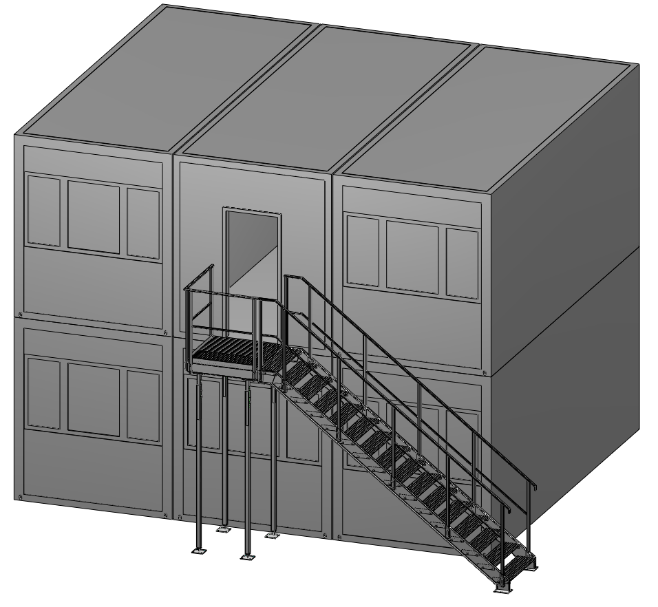 1 - Containerzubehör Containertreppe Standard mit Podest 16-stufig