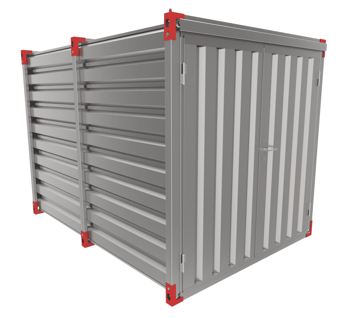 1 - Schnellbaucontainer Schnellbaucontainer Lagercontainer 3X2m, 2-flügelige Tür auf der Stirnseite