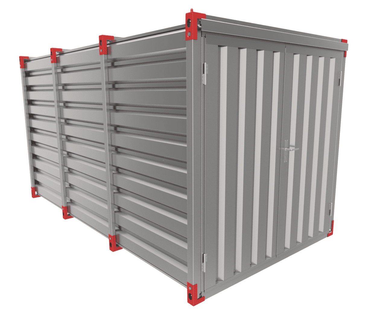 1 - Schnellbaucontainer Schnellbaucontainer Lagercontainer 4X2m, 2-flügelige Tür auf der Stirnseite