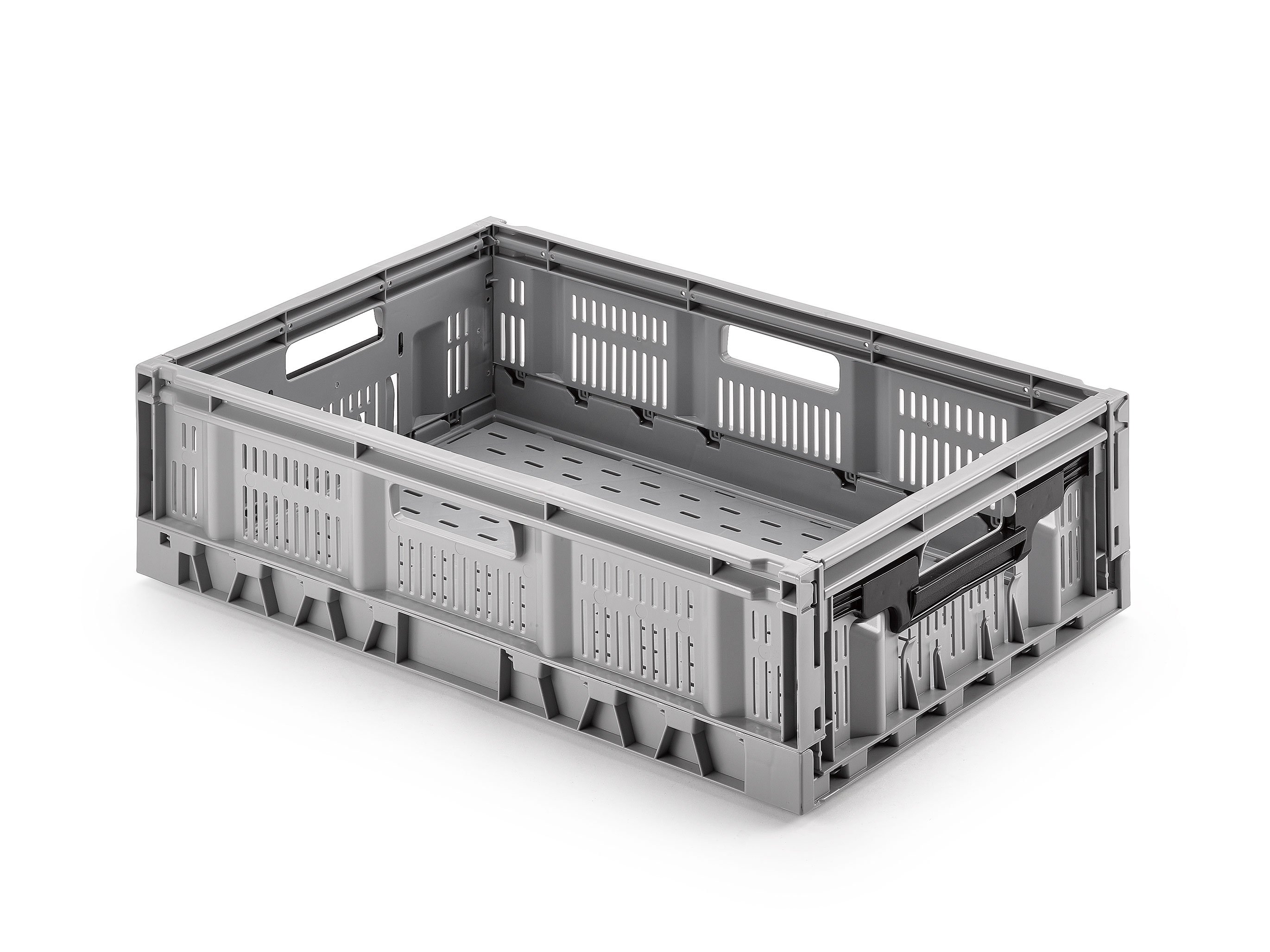 1 - Falt- & Klappkästen Klappkasten durchbrochen 600 × 400 × 171 mm – grau