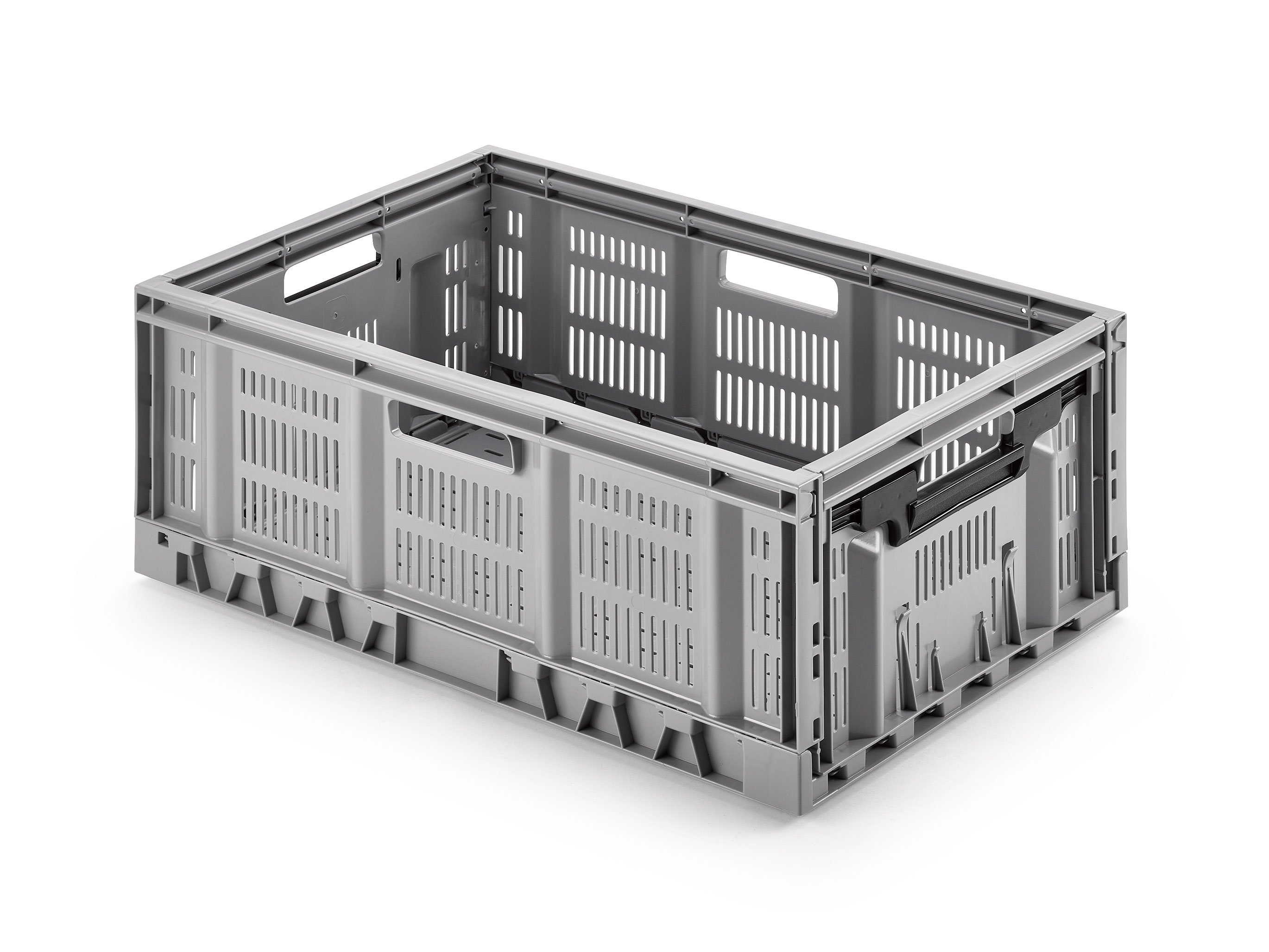 1 - Falt- & Klappkästen Klappkasten durchbrochen 600 × 400 × 233 mm – grau