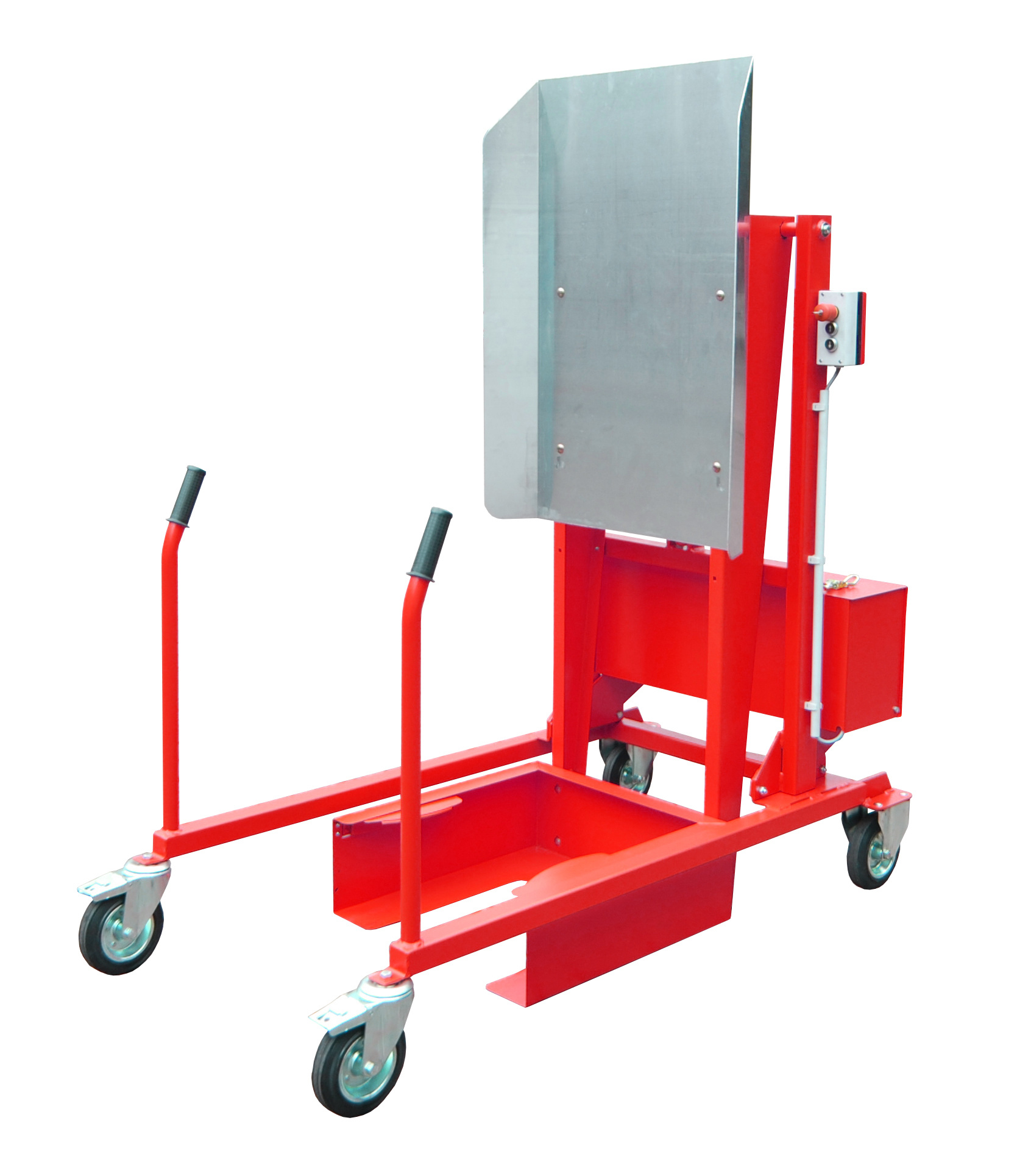 1 - Mülltonnen-Handling Mülltonnen-Kippstation MKS-12V, lackiert, RAL 3000 Feuerrot