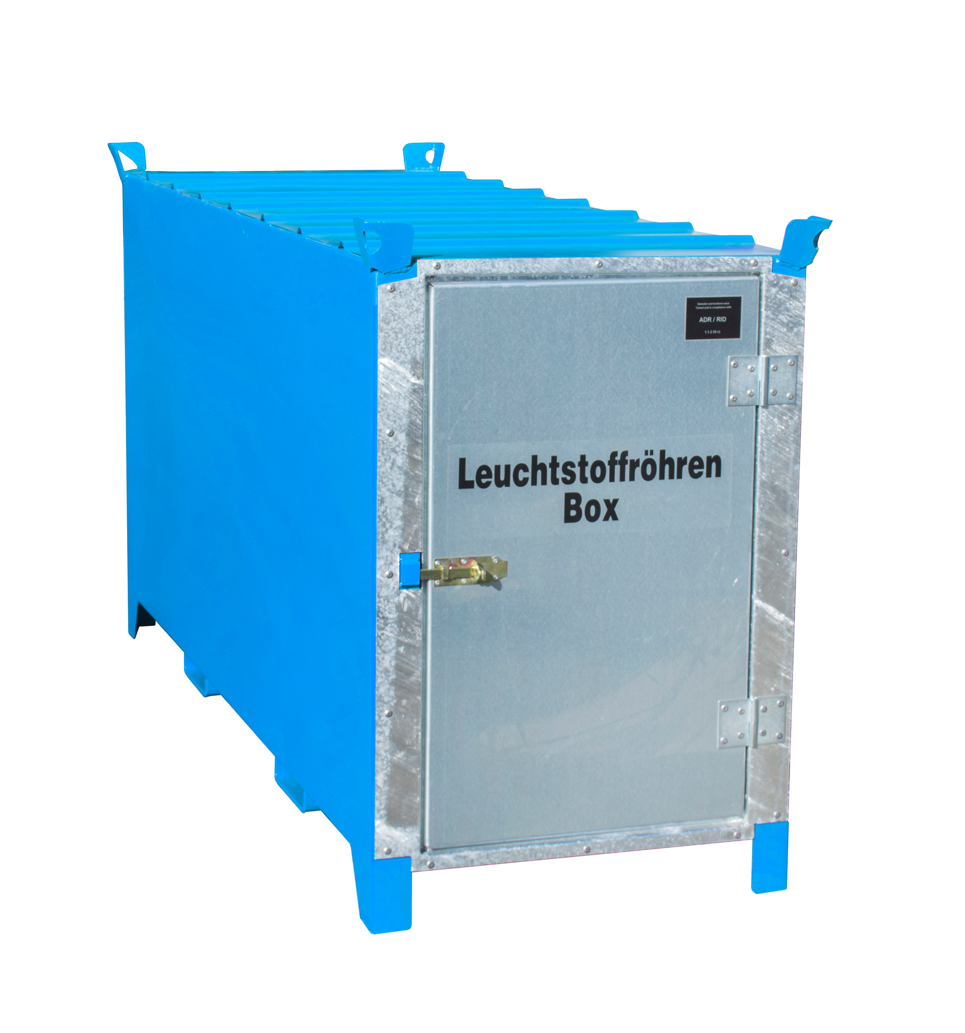 1 - Leuchtstoffröhren-Boxen  Leuchtstoffröhren-Box SL 200, für bis zu 1.100 Leuchtstoffröhren, lackiert, RAL 5012 Lichtblau