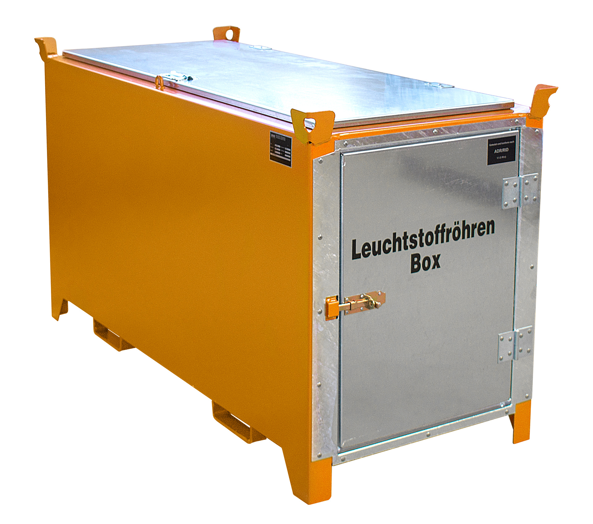 1 - Leuchtstoffröhren-Boxen  Leuchtstoffröhren-Box SL-D 150, für bis zu 1.100 Leuchtstoffröhren, lackiert, RAL 2000 Gelborange