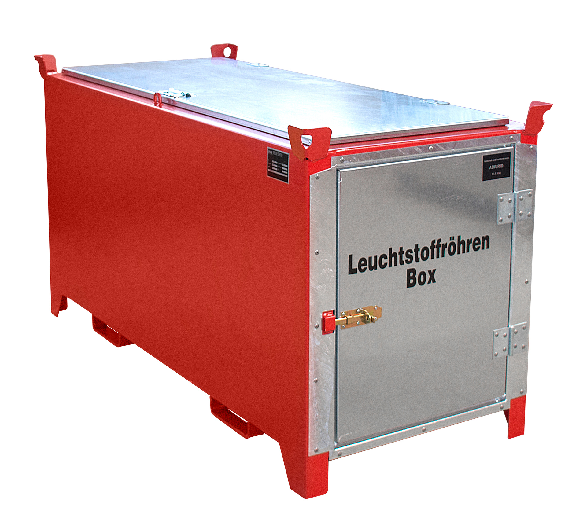 1 - Leuchtstoffröhren-Boxen  Leuchtstoffröhren-Box SL-D 200, für bis zu 1.100 Leuchtstoffröhren, lackiert, RAL 3000 Feuerrot