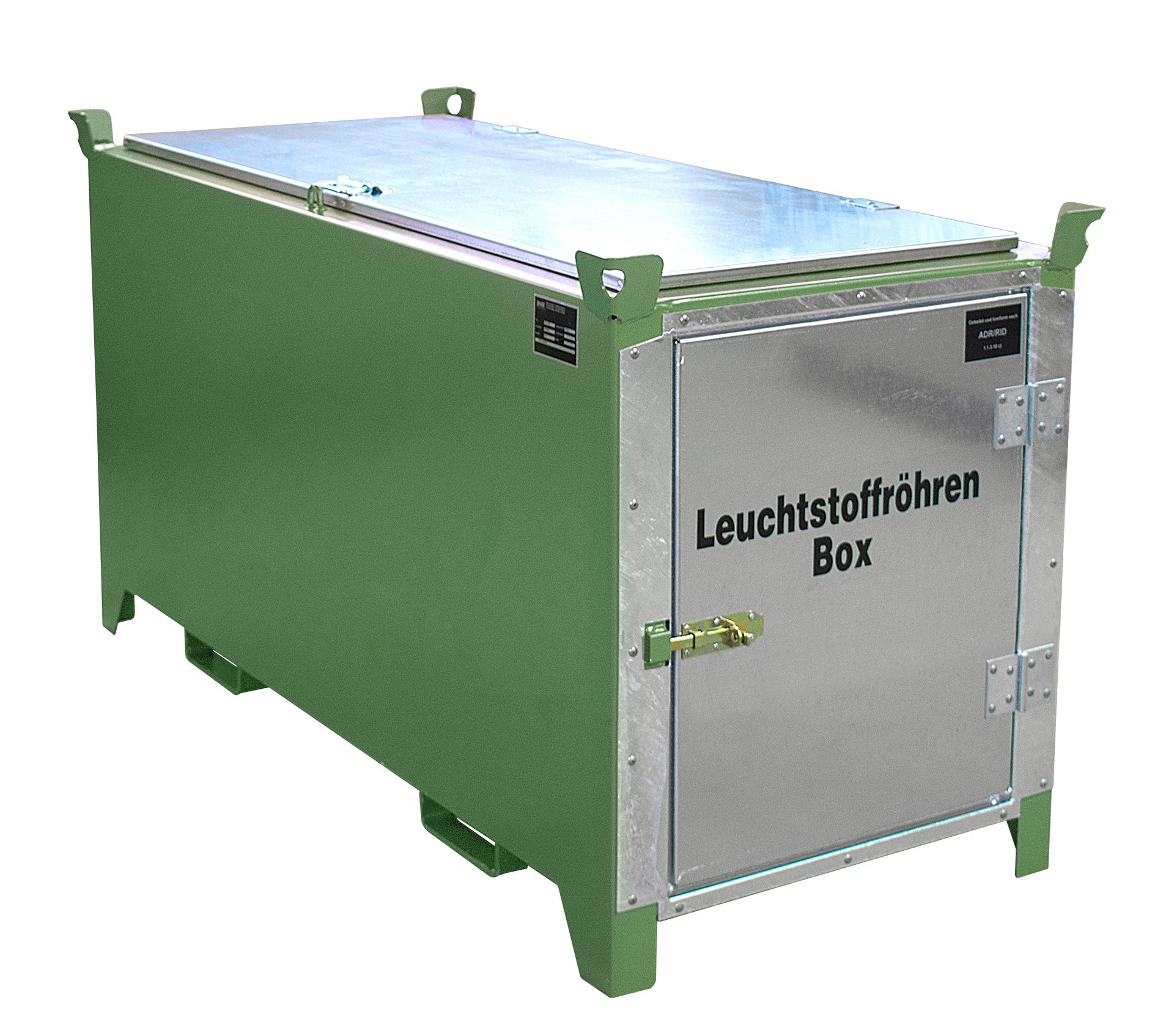 1 - Leuchtstoffröhren-Boxen  Leuchtstoffröhren-Box SL-D 200, für bis zu 1.100 Leuchtstoffröhren, lackiert, RAL 6011 Resedagrün