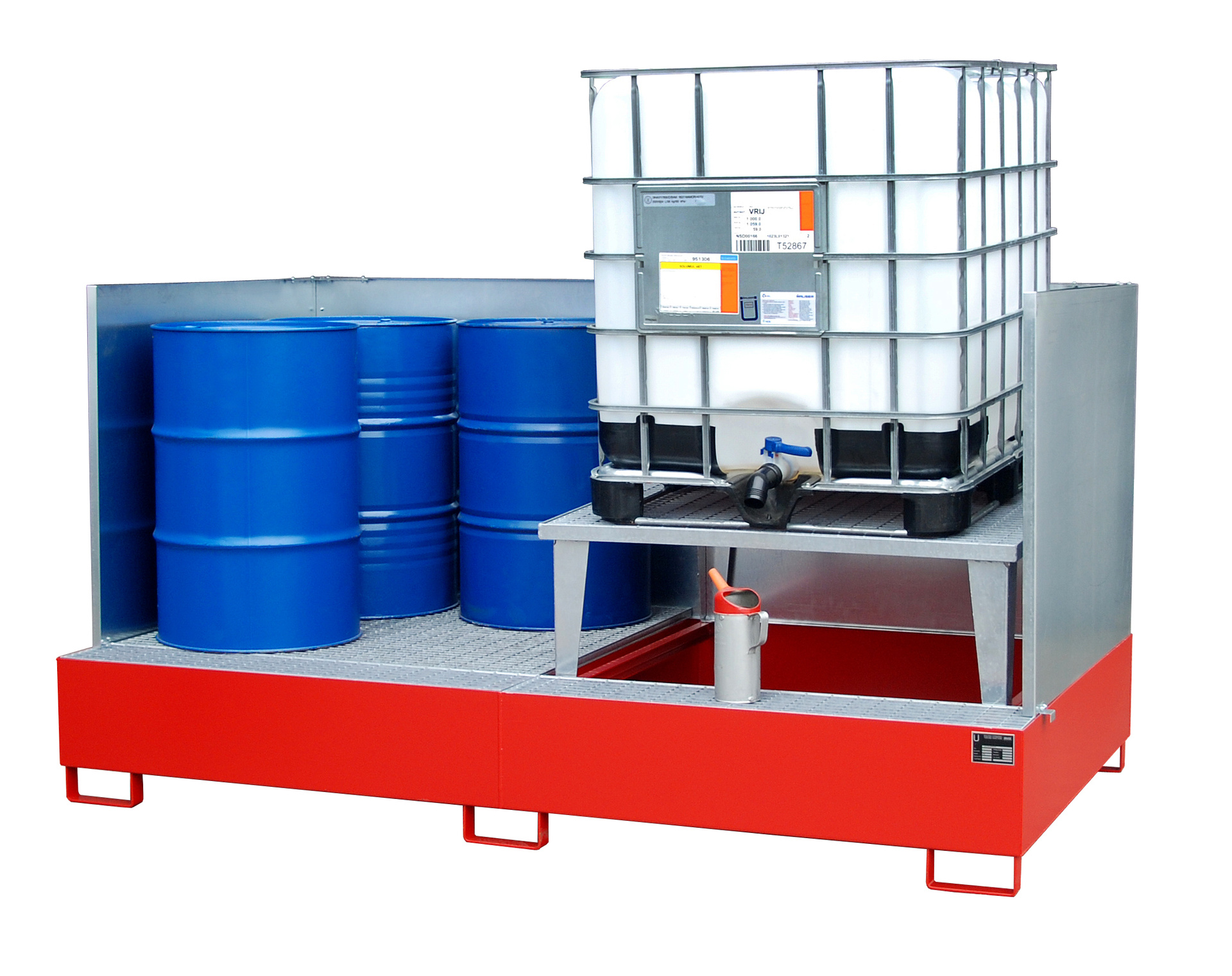 1 - Auffangwannen  Auffangwanne AWA 21/SW, 1.000 l, lackiert, RAL 3000 Feuerrot