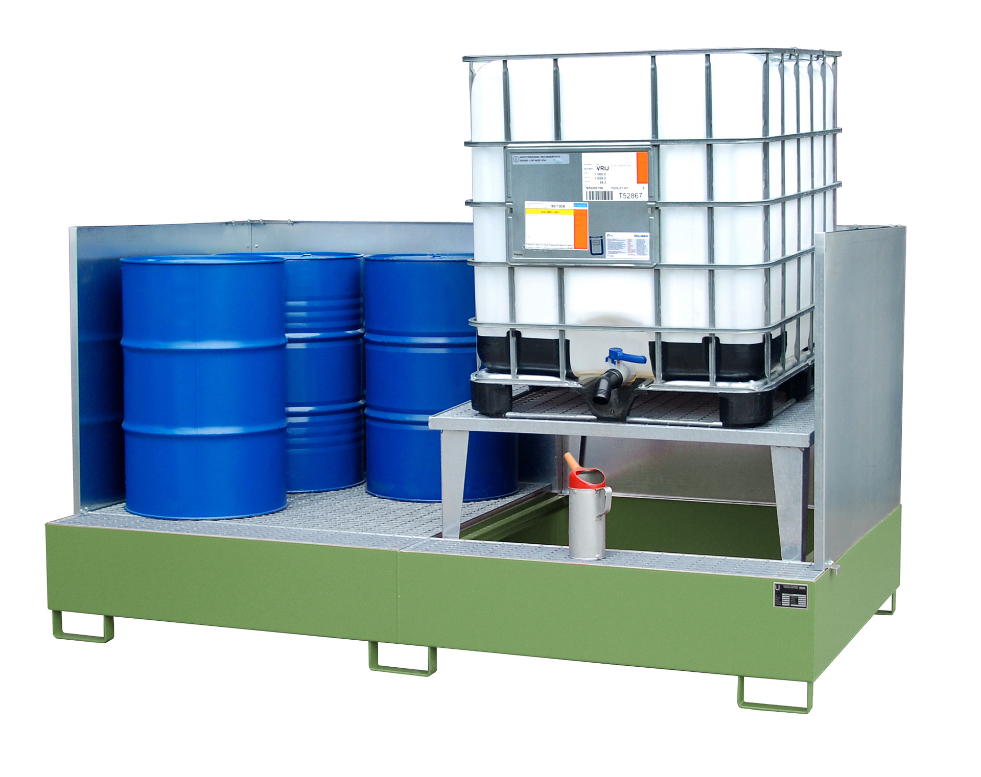 1 - Auffangwannen  Auffangwanne AWA 21/SW, 1.000 l, lackiert, RAL 6011 Resedagrün