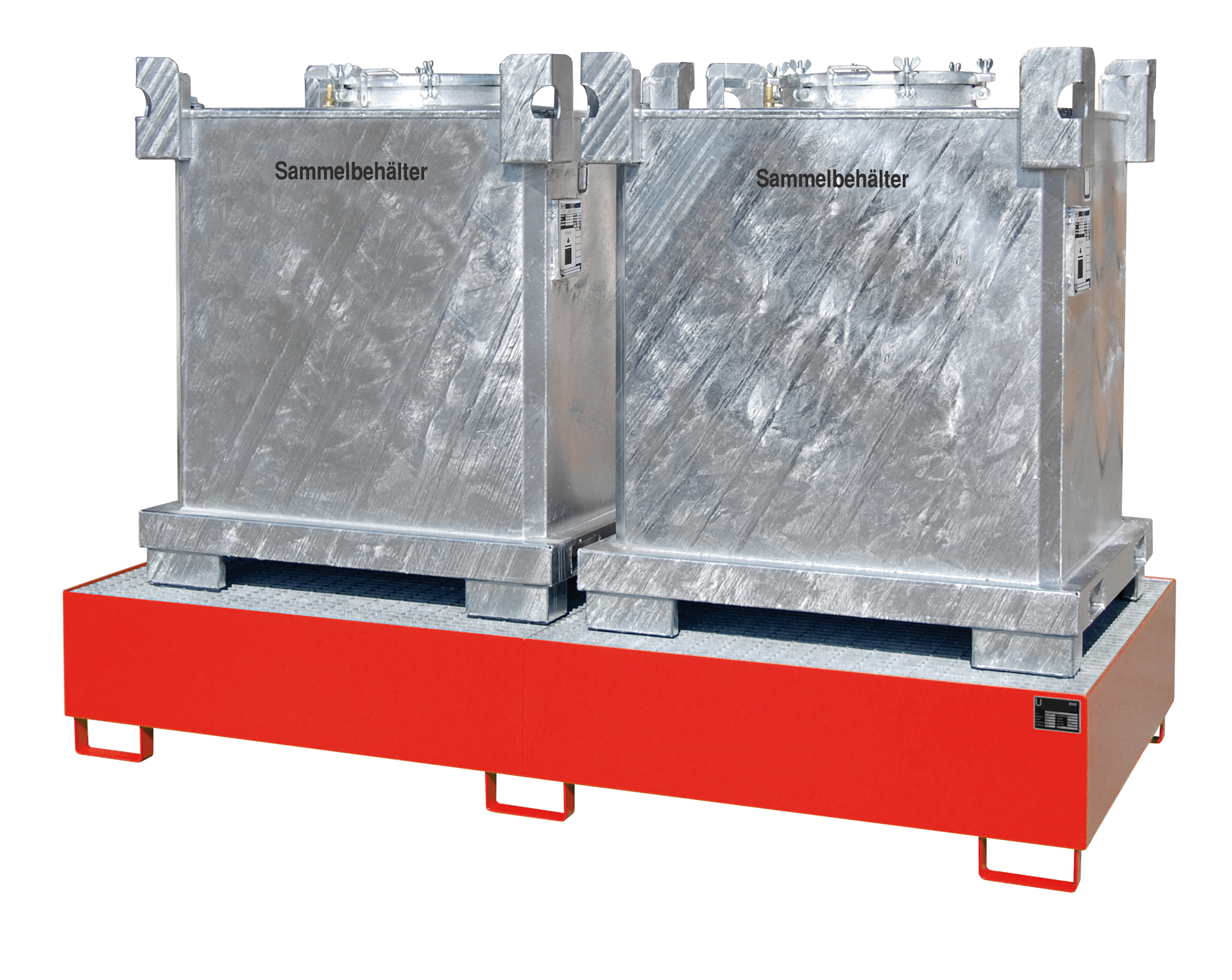 1 - Auffangwannen  Auffangwanne AW 1000-2, 1.000 l, lackiert, RAL 3000 Feuerrot