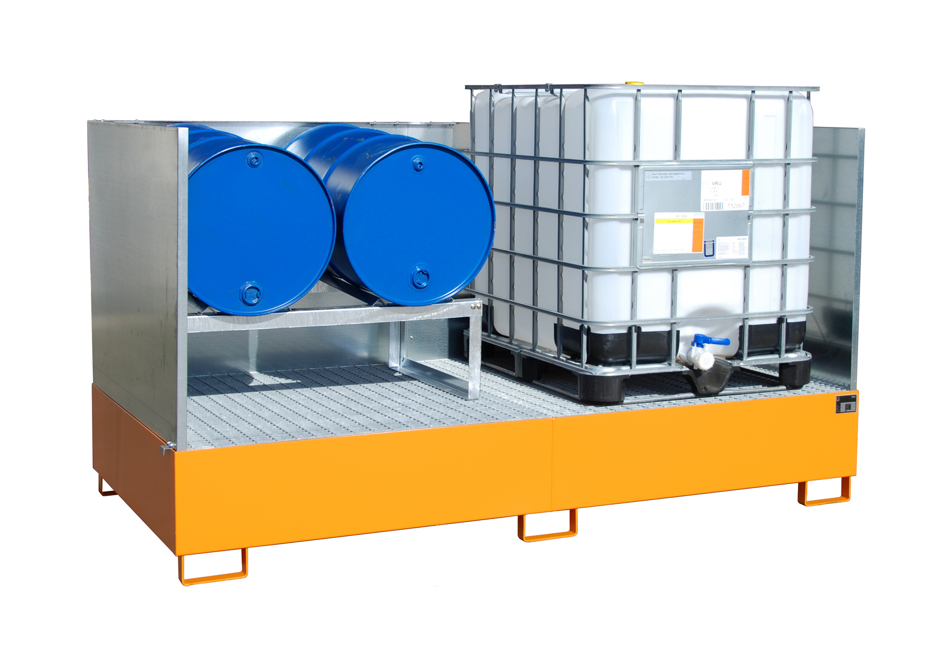 1 - Auffangwannen  Auffangwanne AW 1000-2/SW, 1.000 l, lackiert, RAL 2000 Gelborange
