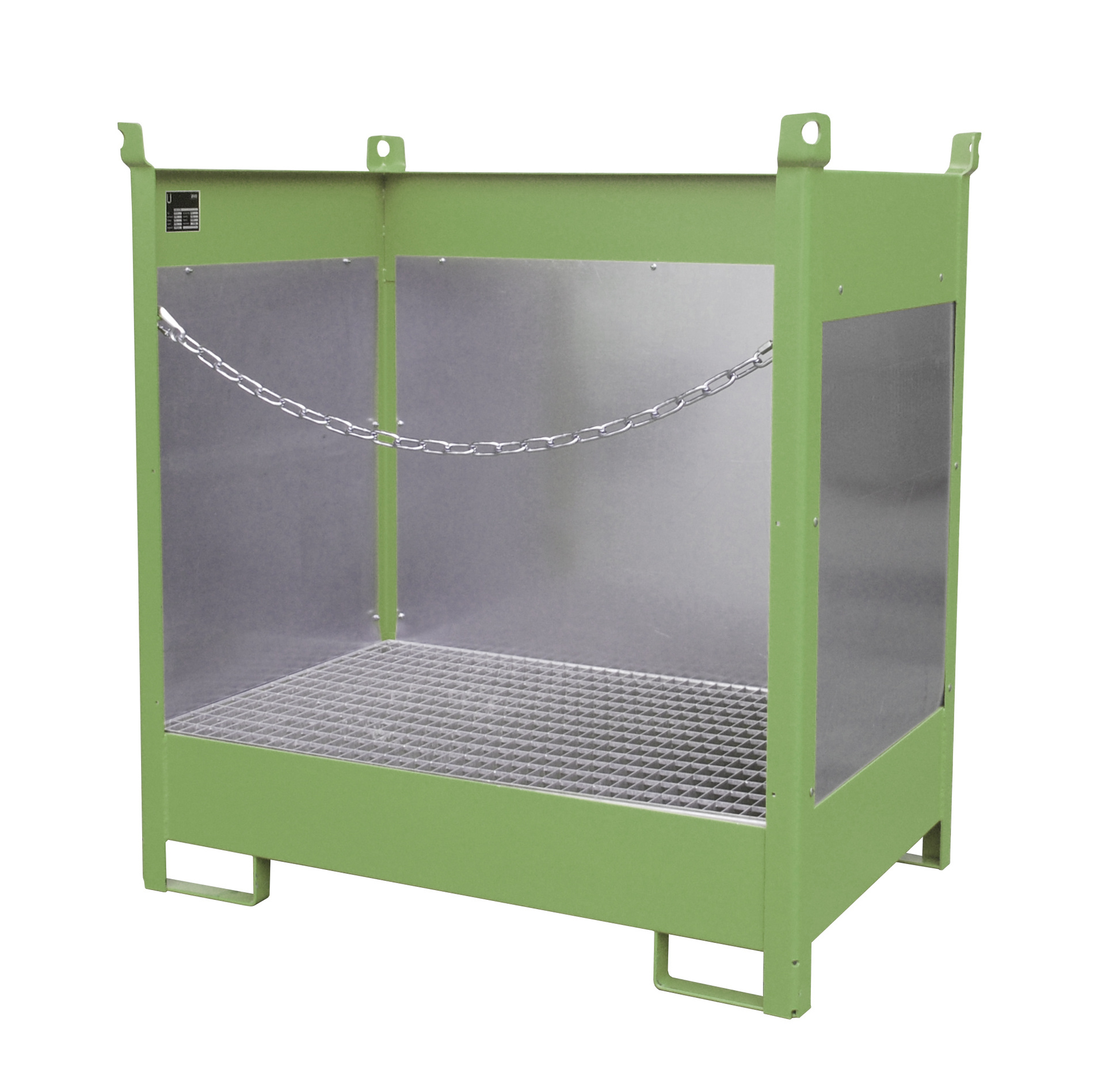 1 - Fass-Stapelpaletten  Fass-Stapelpalette FSP-2 G, 210 l, lackiert, RAL 6011 Resedagrün