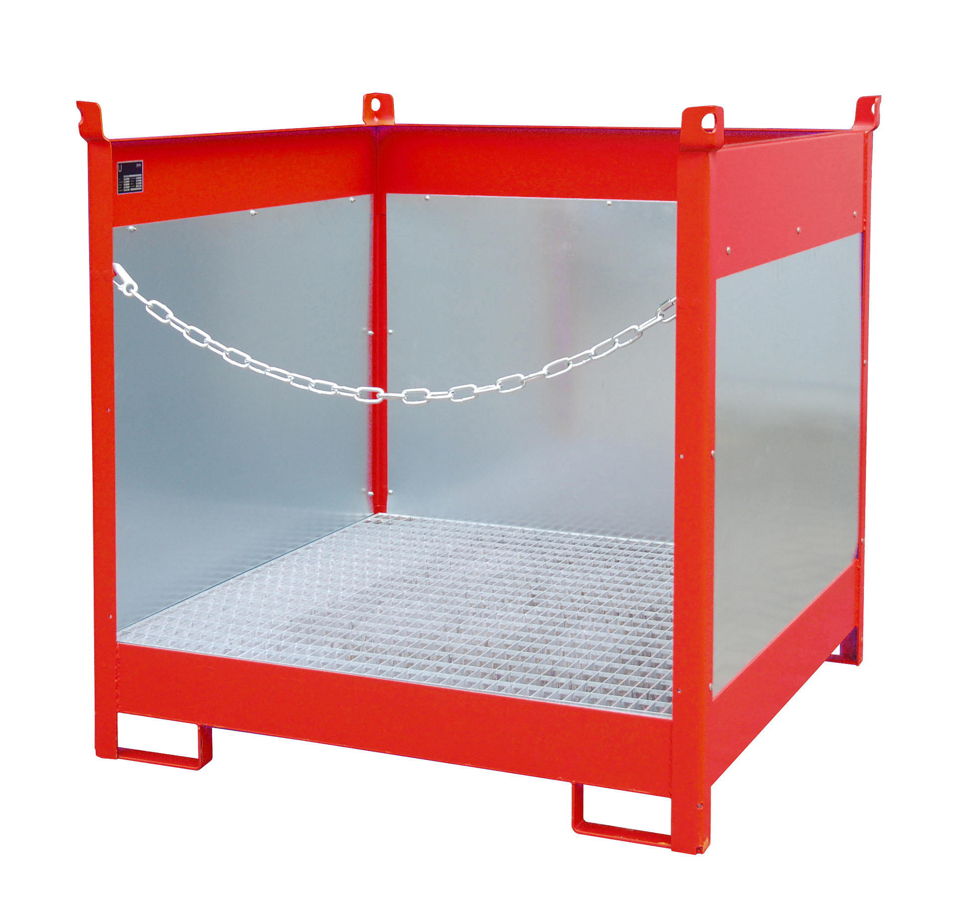 1 - Fass-Stapelpaletten Fass-Stapelpalette FSP-4 G, 220 l, lackiert, RAL 3000 Feuerrot