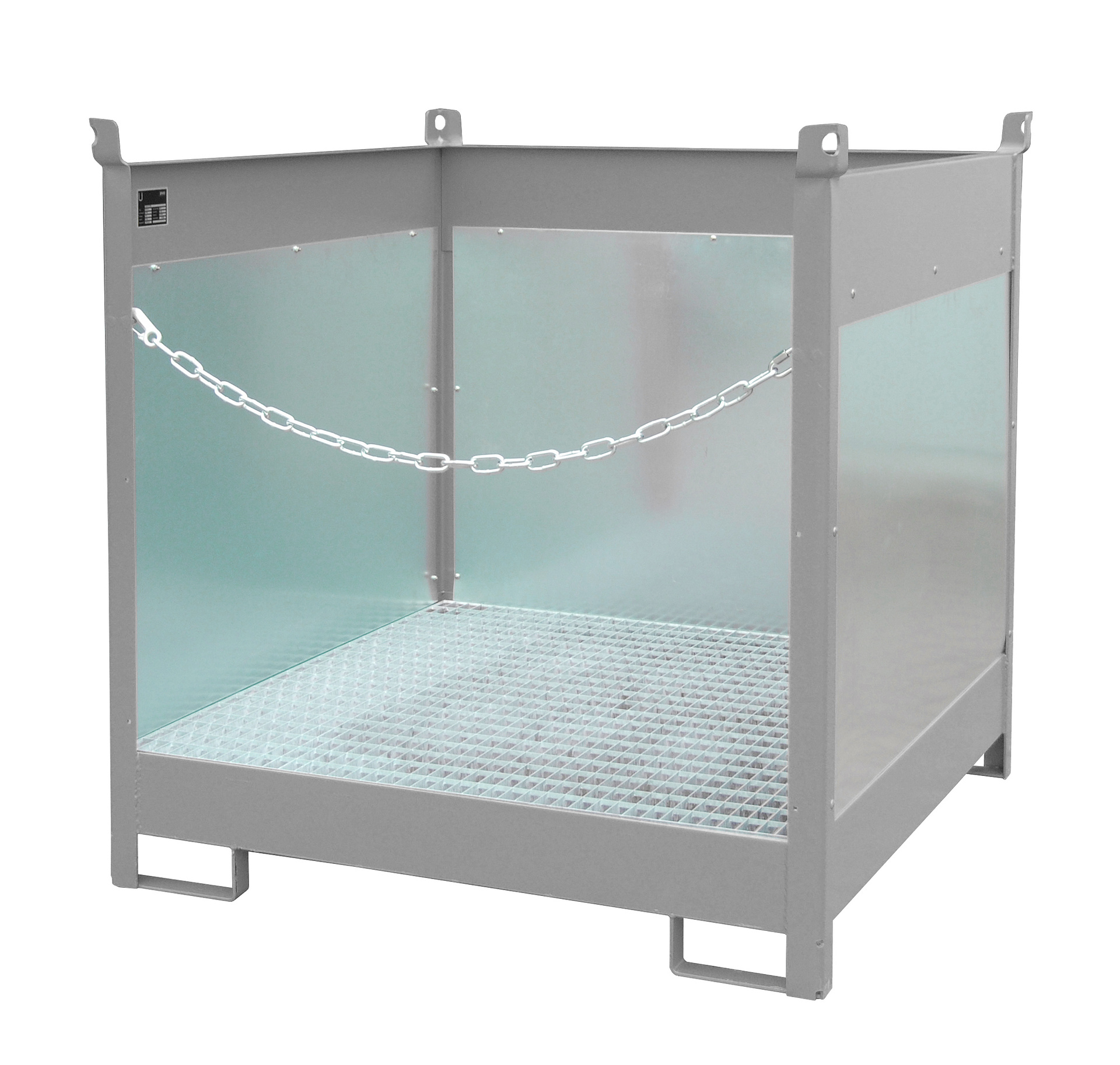 1 - Fass-Stapelpaletten  Fass-Stapelpalette FSP-4 G, 220 l, lackiert, RAL 7005 Mausgrau