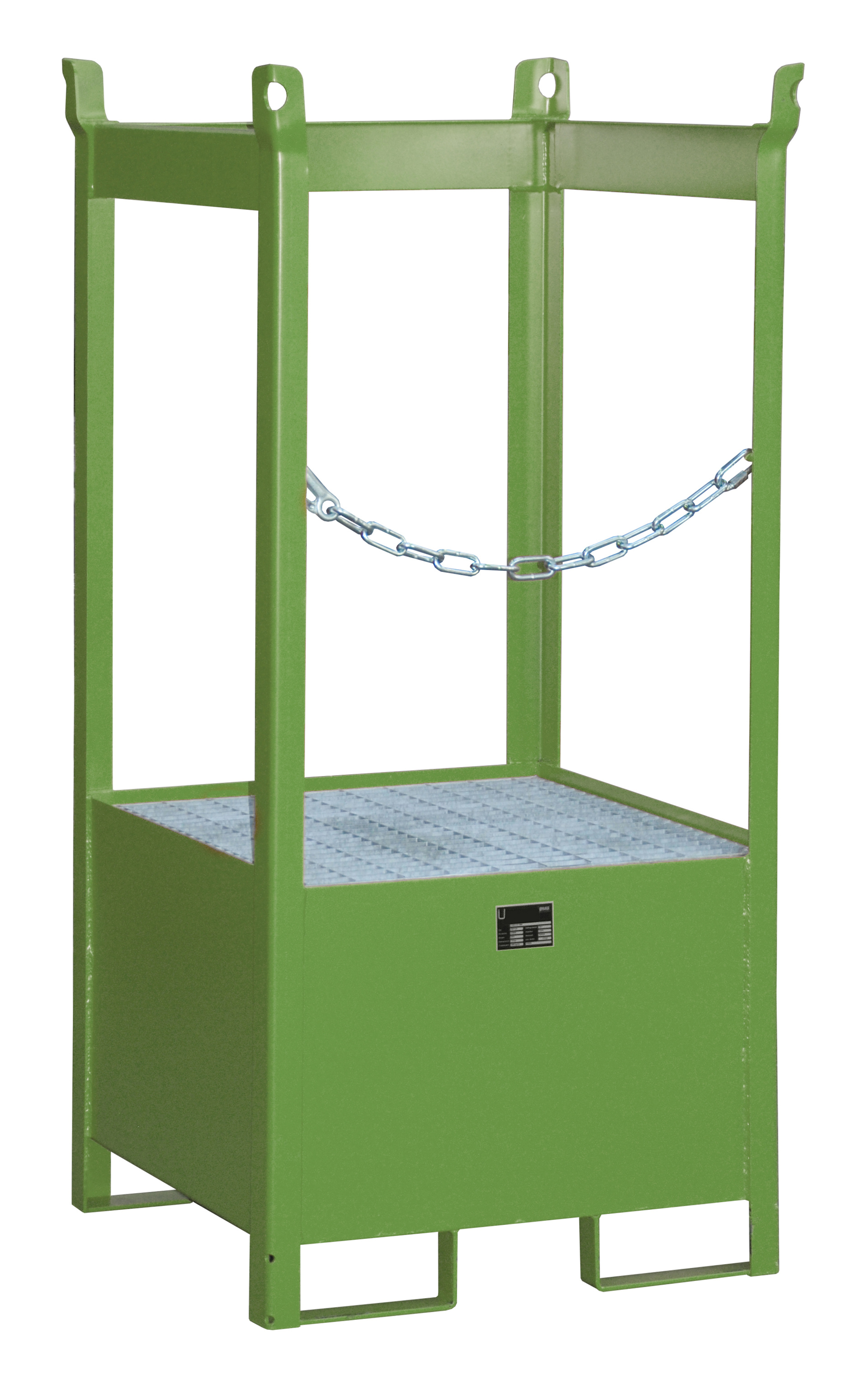 1 - Fass-Stapelpaletten  Fass-Stapelpalette FSP-1, 210 l, lackiert, RAL 6011 Resedagrün