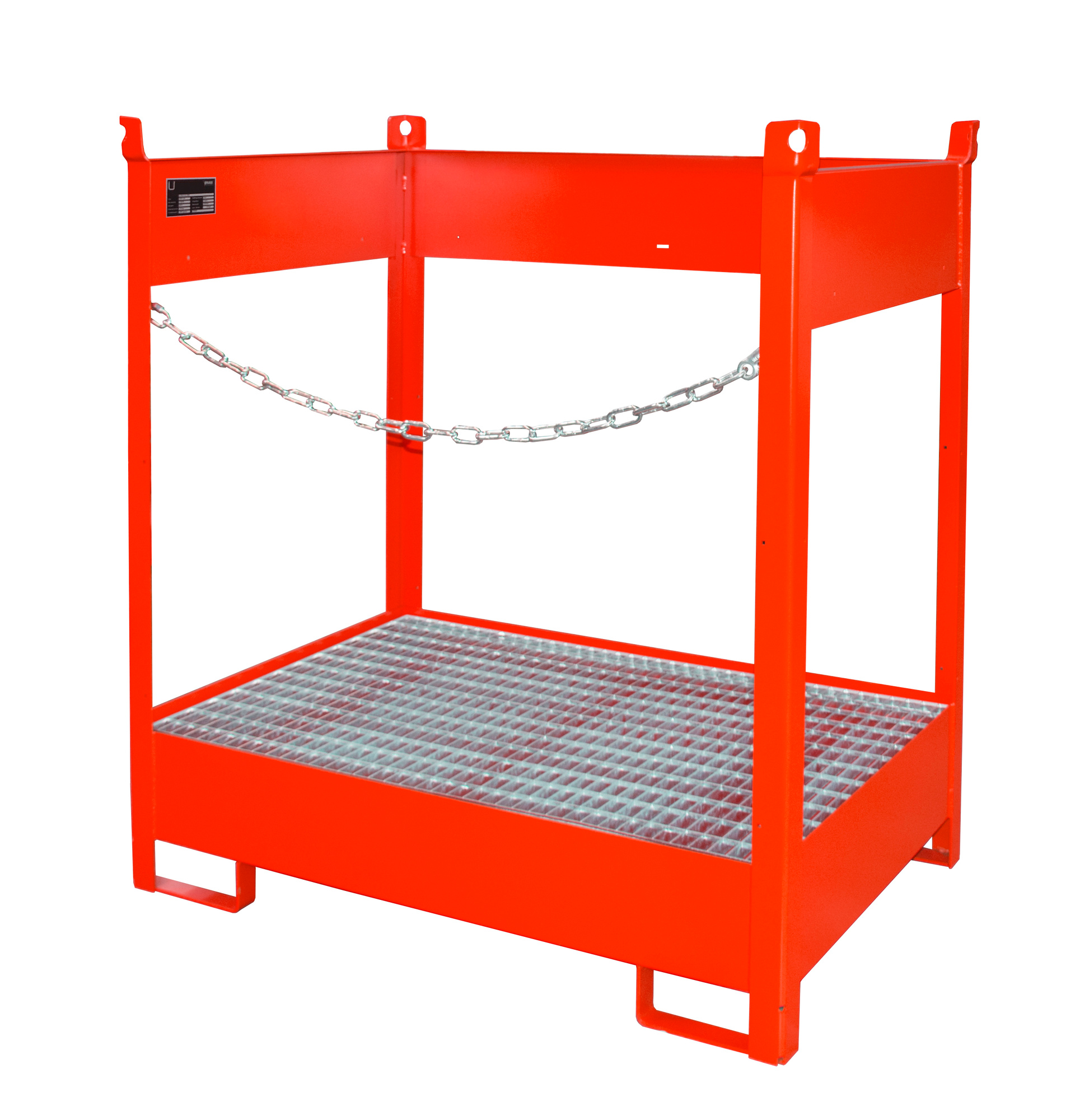 1 - Fass-Stapelpaletten Fass-Stapelpalette FSP-2, 210 l, lackiert, RAL 3000 Feuerrot
