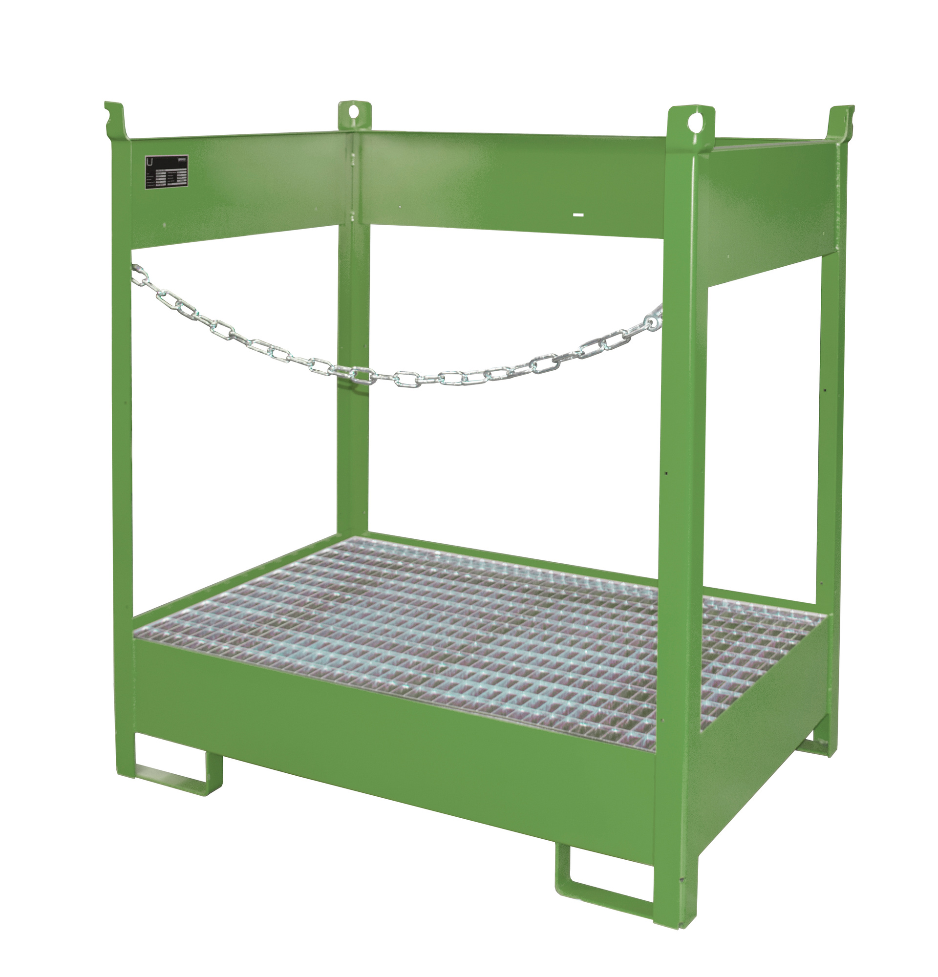 1 - Fass-Stapelpaletten Fass-Stapelpalette FSP-2, 210 l, lackiert, RAL 6011 Resedagrün