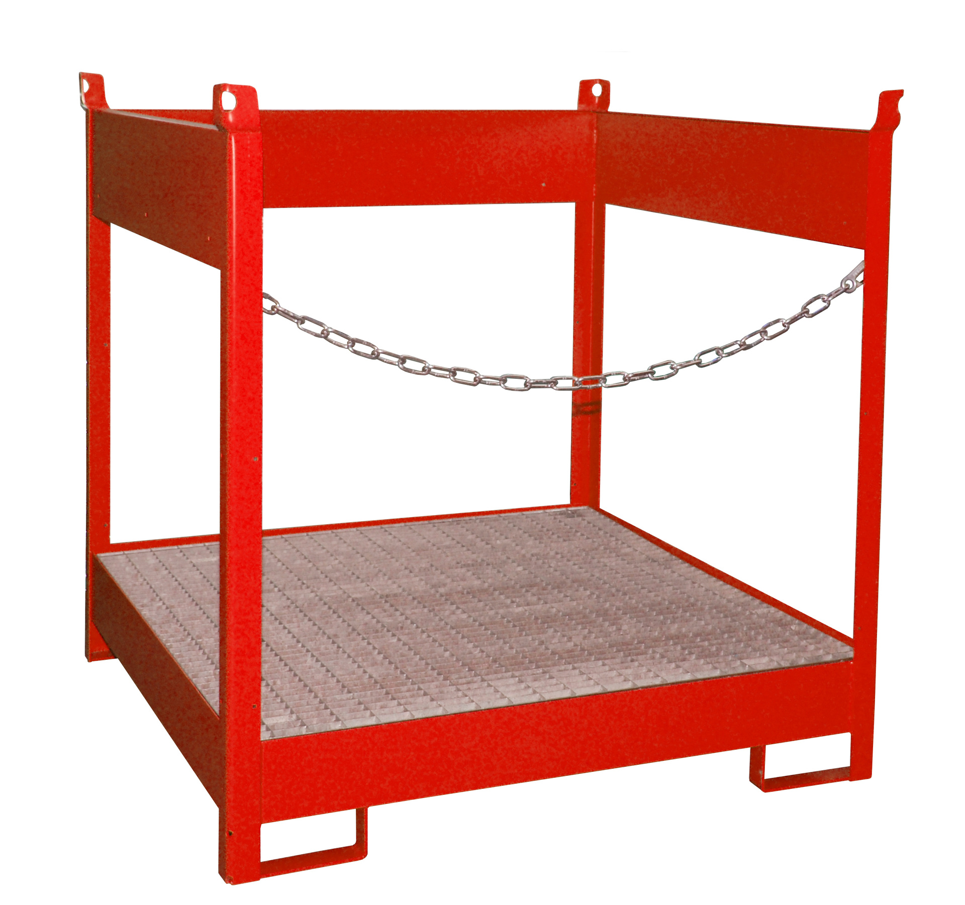 1 - Fass-Stapelpaletten  Fass-Stapelpalette FSP-4, 220 l, lackiert, RAL 3000 Feuerrot
