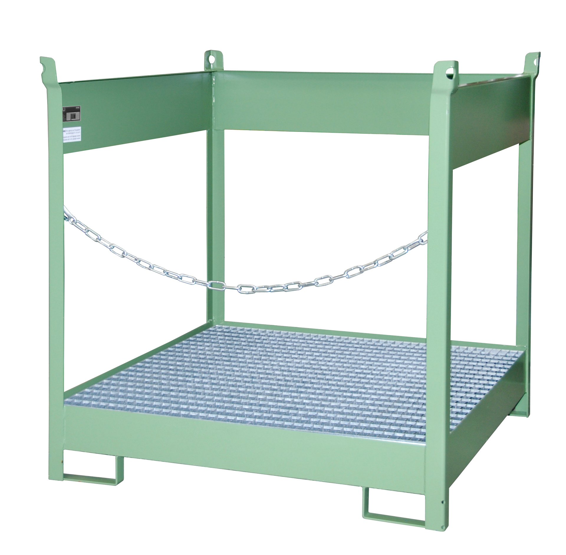 1 - Fass-Stapelpaletten  Fass-Stapelpalette FSP-4, 220 l, lackiert, RAL 6011 Resedagrün