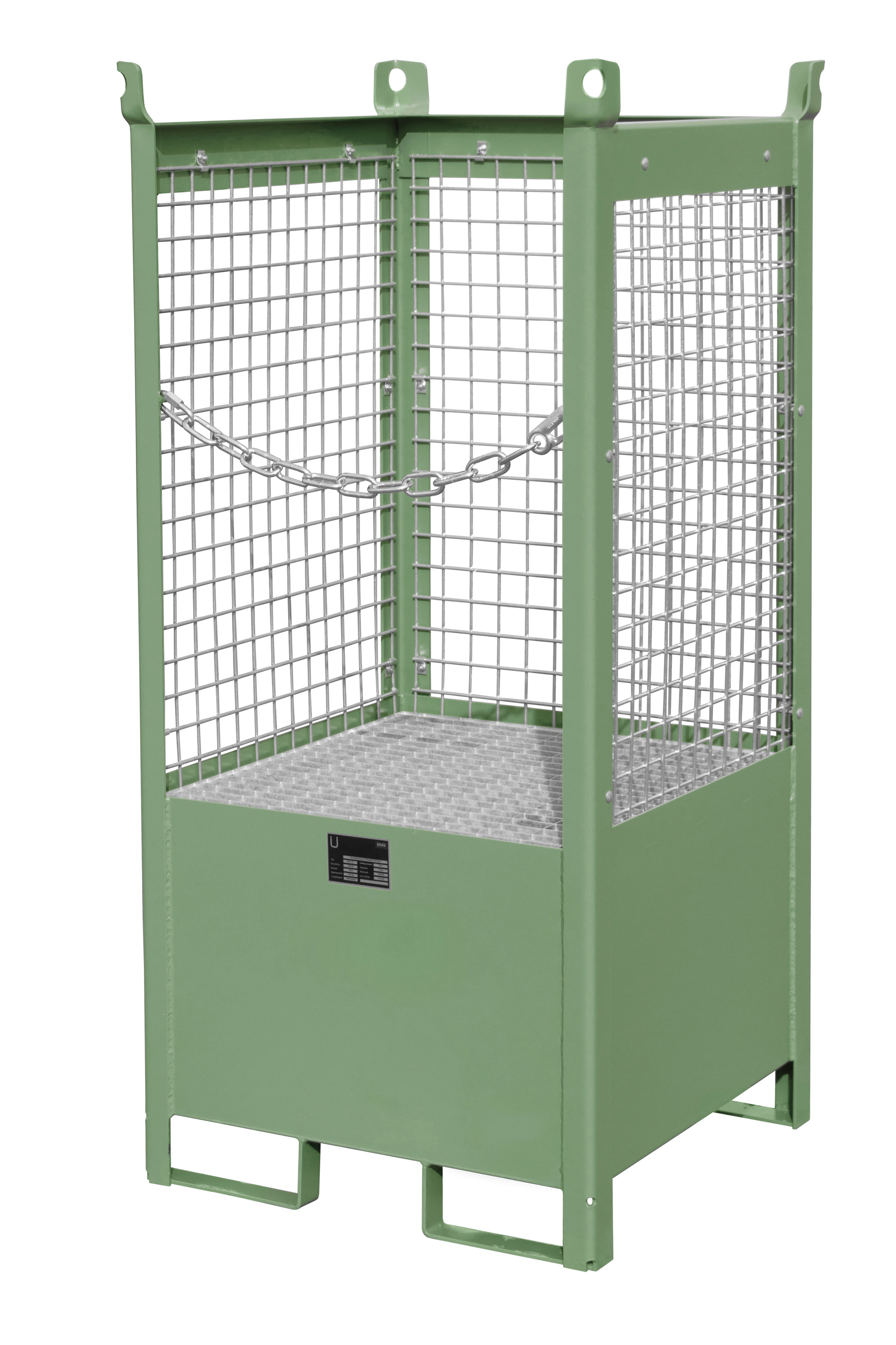 1 - Fass-Stapelpaletten  Fass-Stapelpalette FSP-1 D, 210 l, lackiert, RAL 6011 Resedagrün