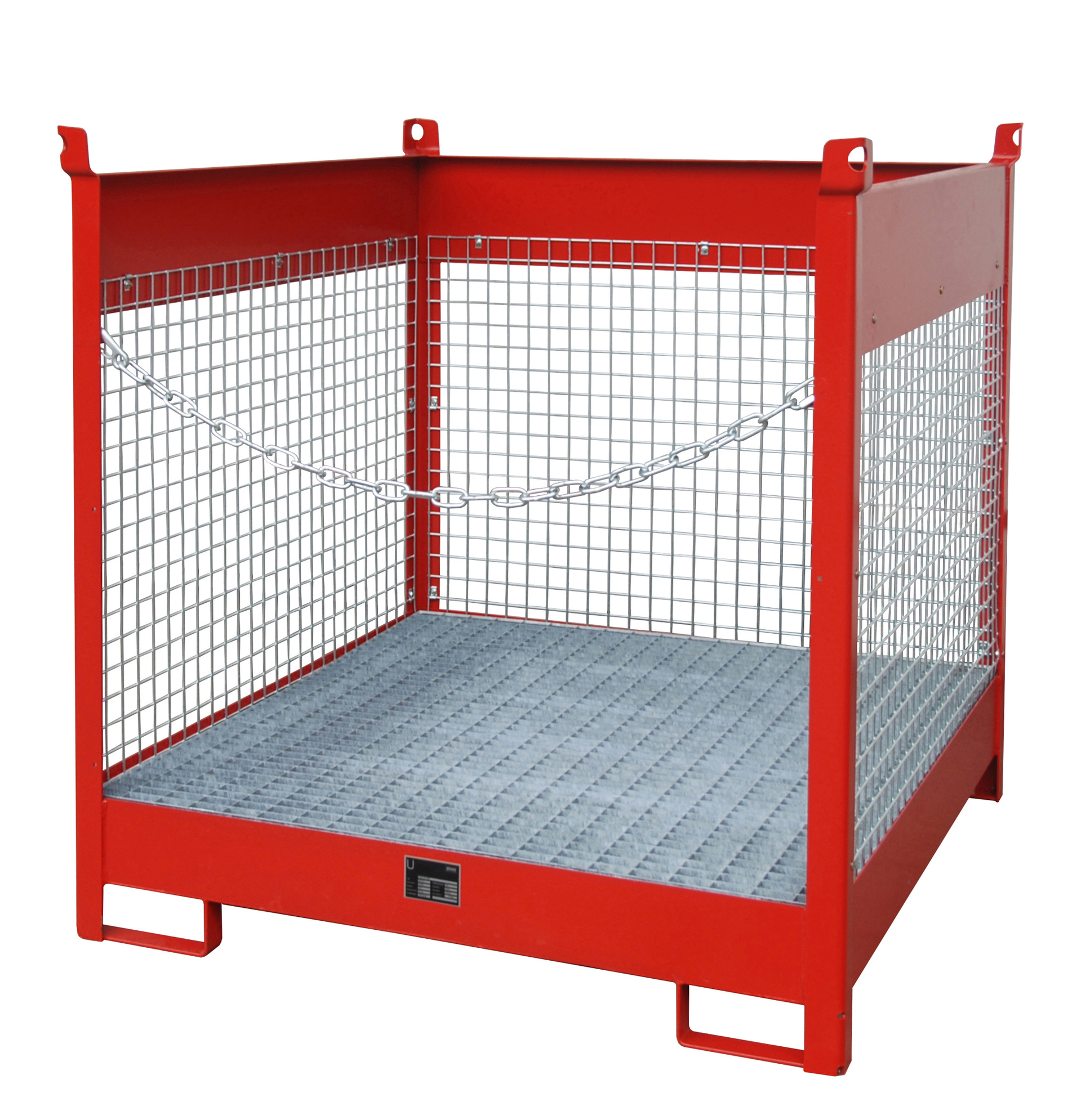 1 - Fass-Stapelpaletten  Fass-Stapelpalette FSP-4 D, 220 l, lackiert, RAL 3000 Feuerrot