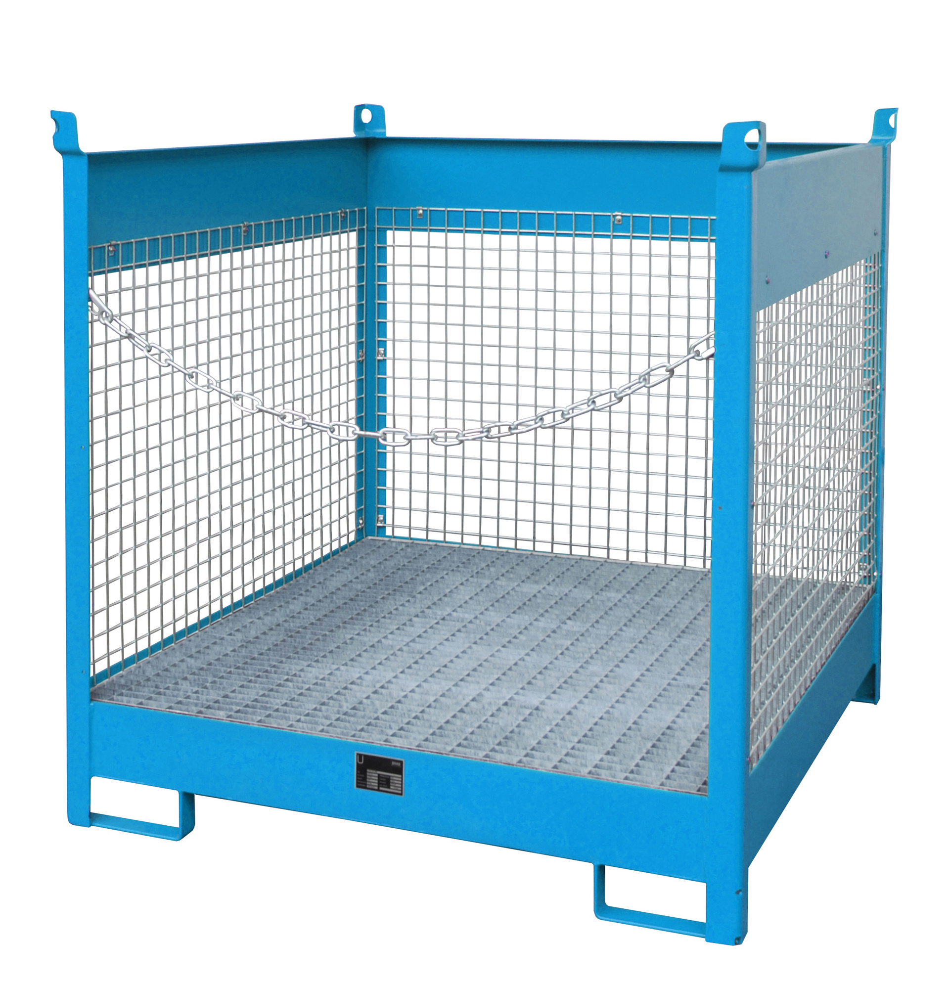 1 - Fass-Stapelpaletten  Fass-Stapelpalette FSP-4 D, 220 l, lackiert, RAL 5012 Lichtblau