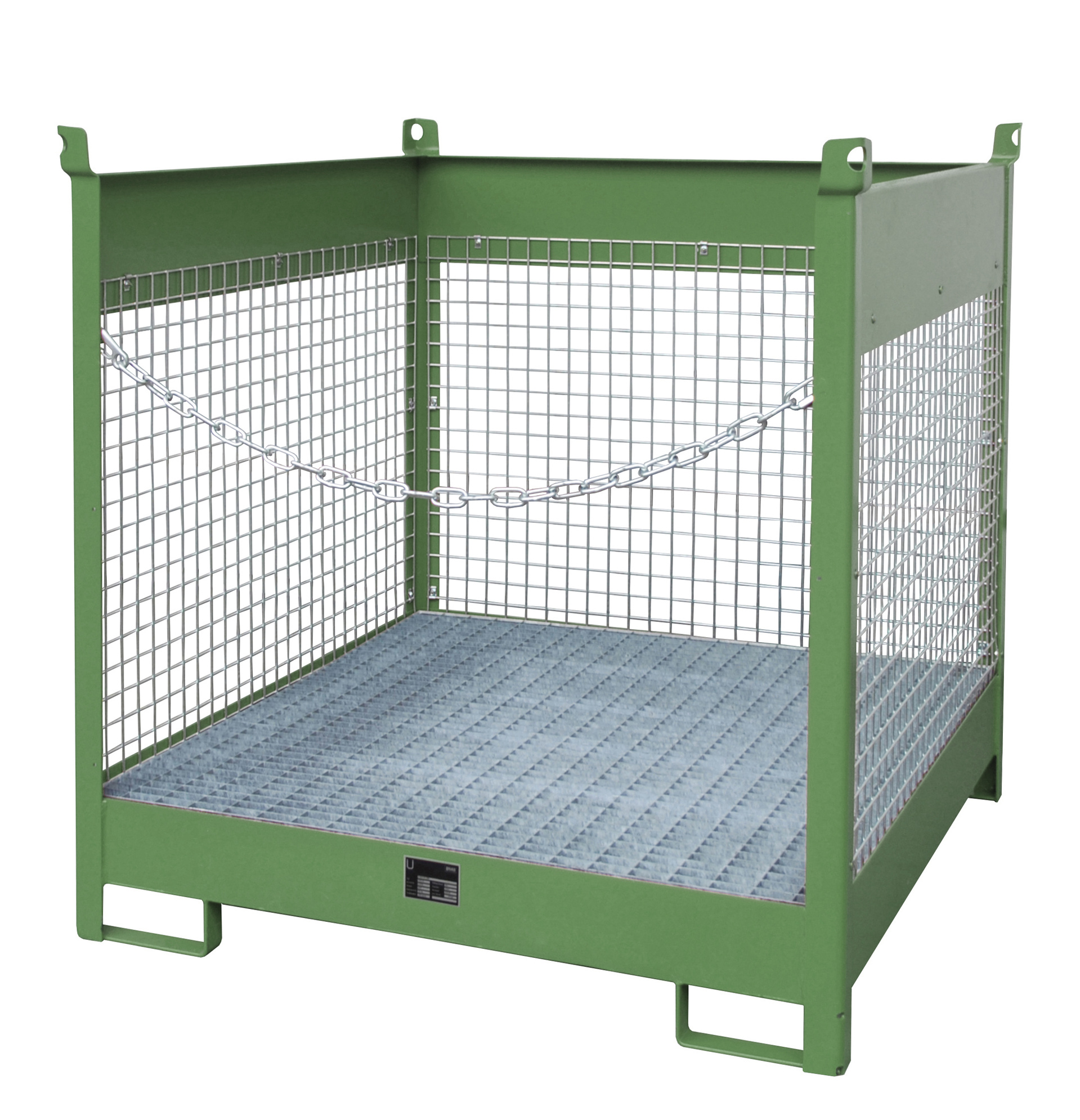 1 - Fass-Stapelpaletten Fass-Stapelpalette FSP-4 D, 220 l, lackiert, RAL 6011 Resedagrün