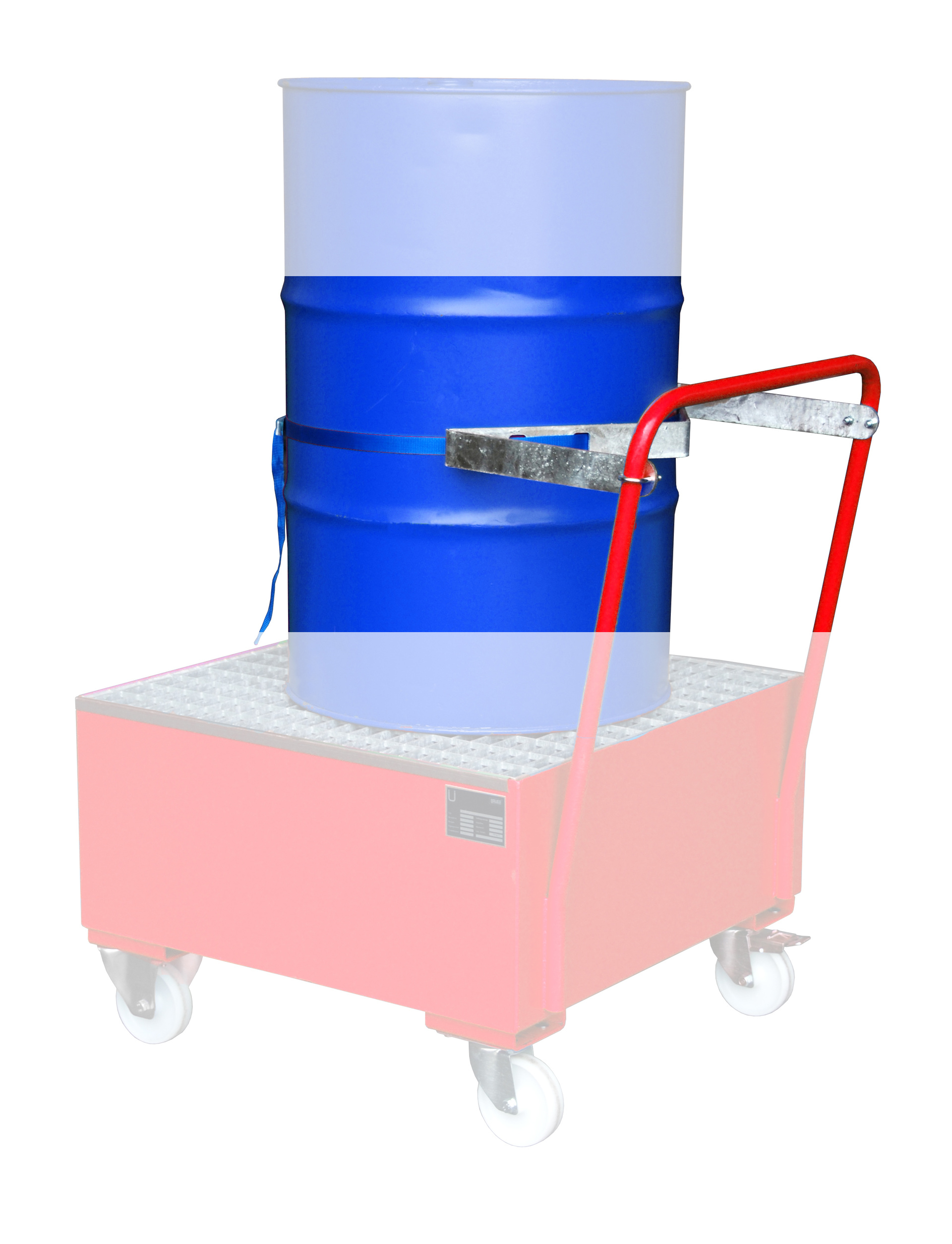 1 - Zubehör für Umwelt-Lagertechnik  Fasshalterung mit Spanngurt für 1 x 200 Liter Fass