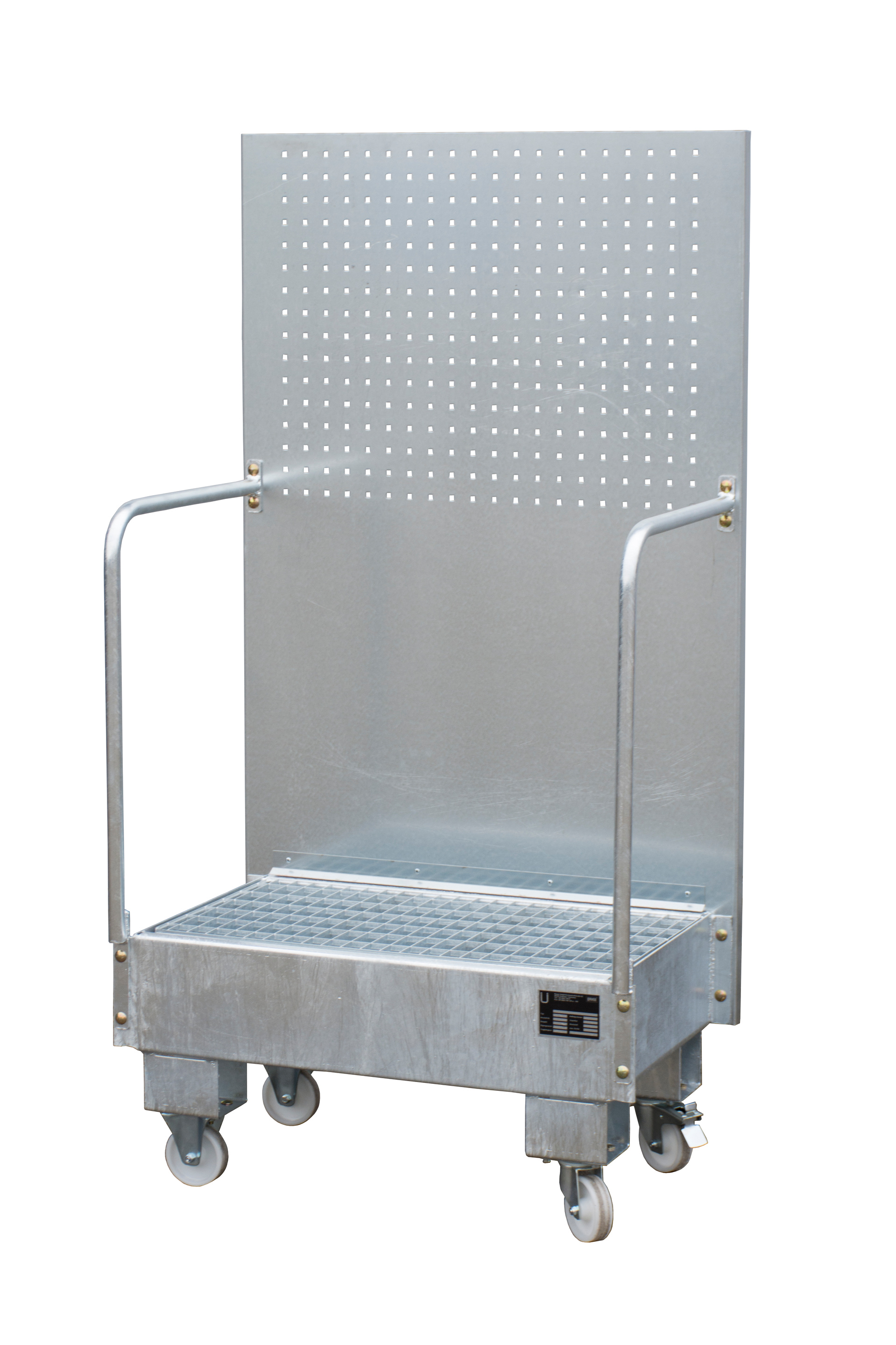 1 - Auffangwannen  Fahrbare Auffangwanne mit Lochplattenwand LPW 60-2, 60 l, feuerverzinkt