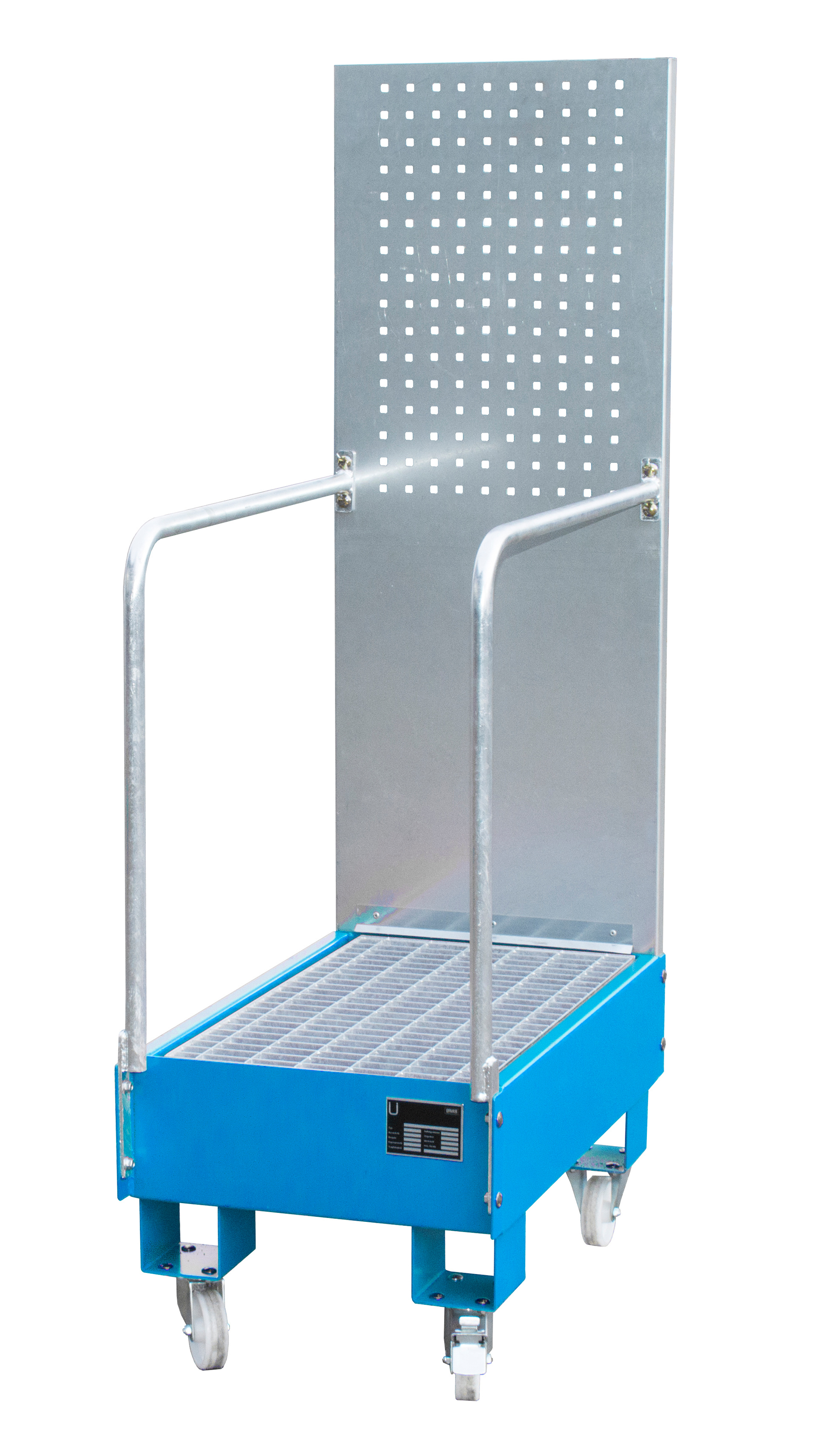 1 - Auffangwannen  Fahrbare Auffangwanne mit Lochplattenwand LPW 60-3, 60 l, lackiert, RAL 5012 Lichtblau