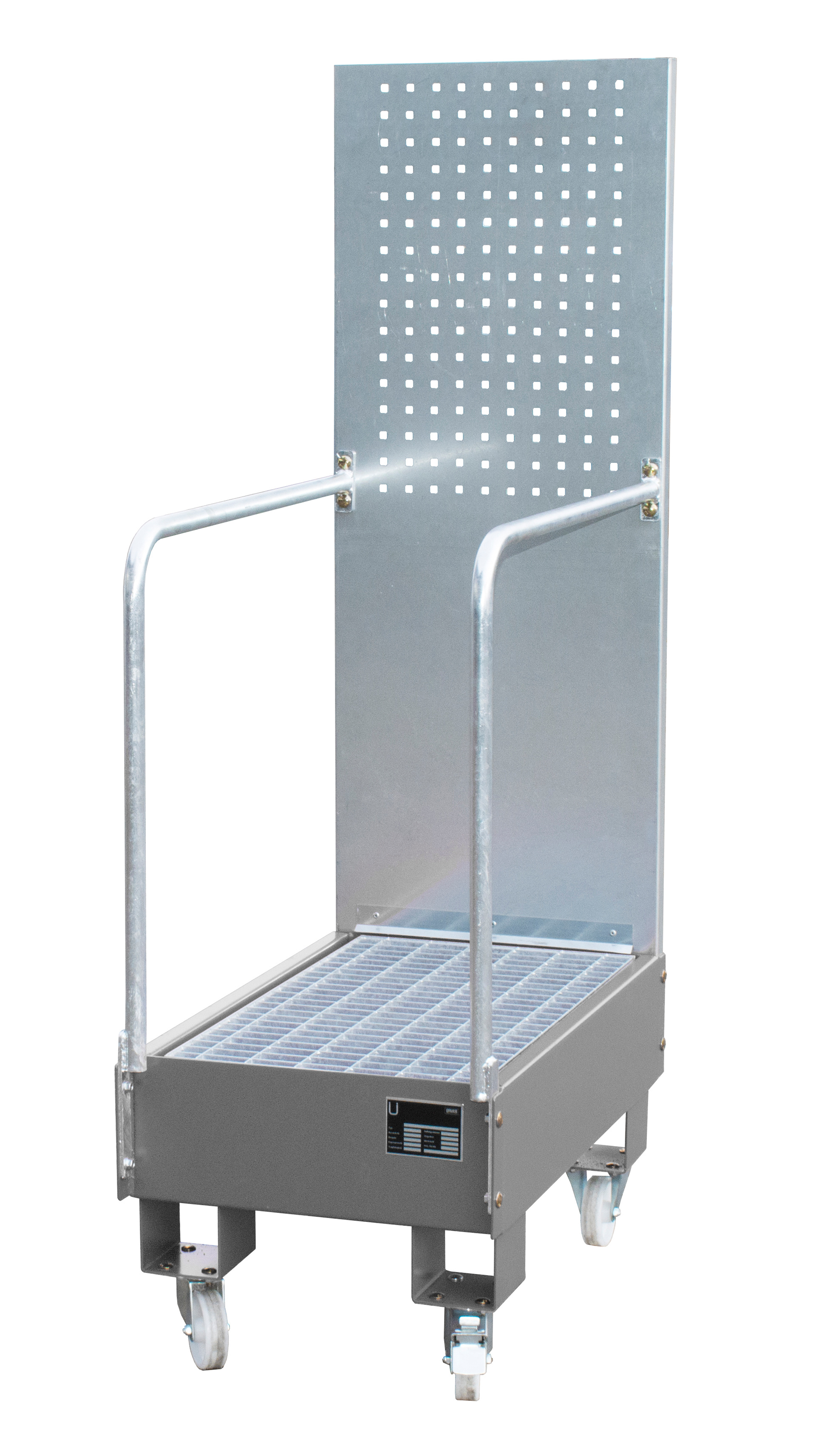1 - Auffangwannen  Fahrbare Auffangwanne mit Lochplattenwand LPW 60-3, 60 l, lackiert, RAL 7005 Mausgrau