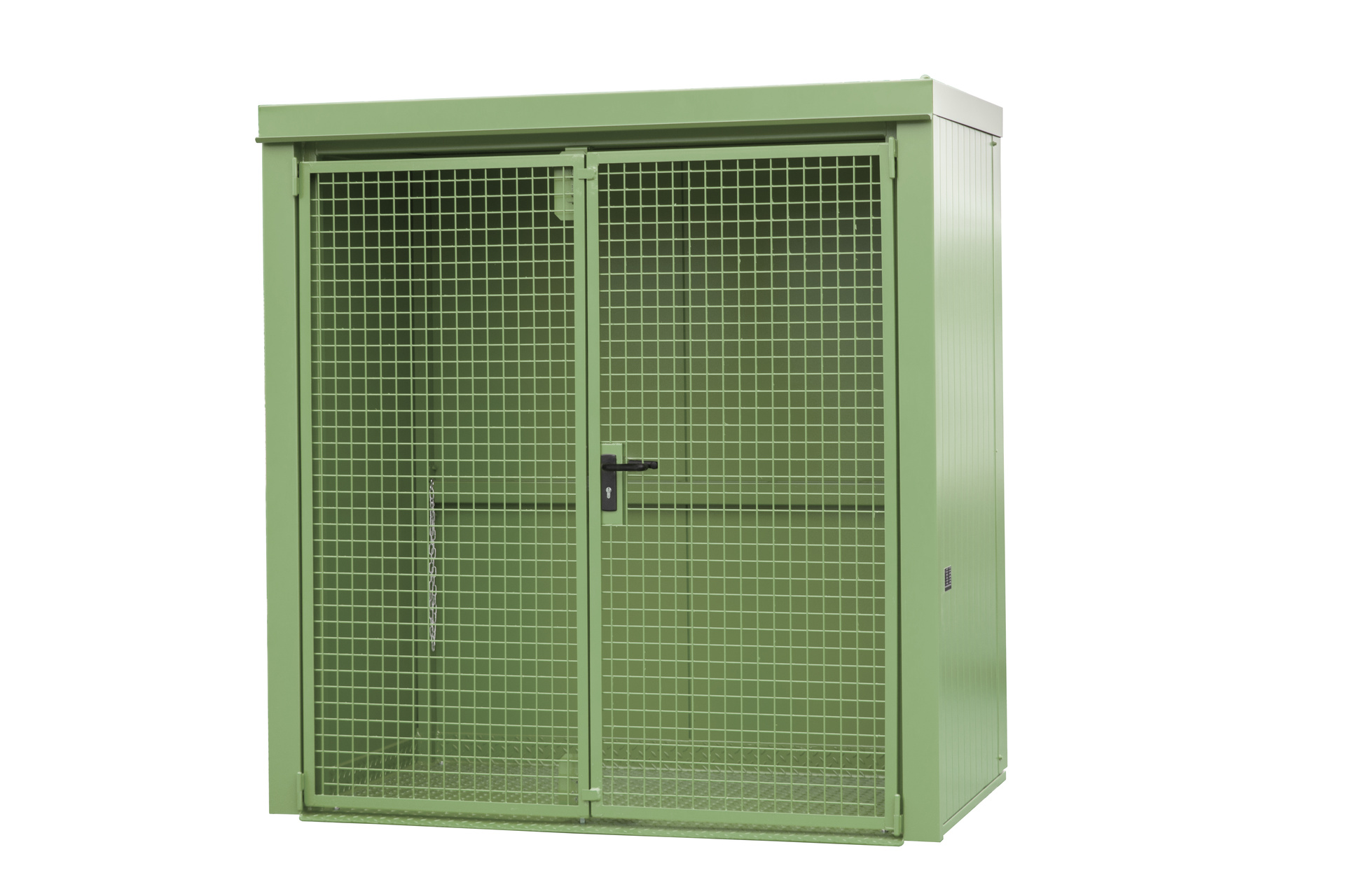 1 - Gasflaschen-Lagerung  Gasflaschen-Container GFC-B M1, für 30 Gasflaschen, lackiert, RAL 6011 Resedagrün